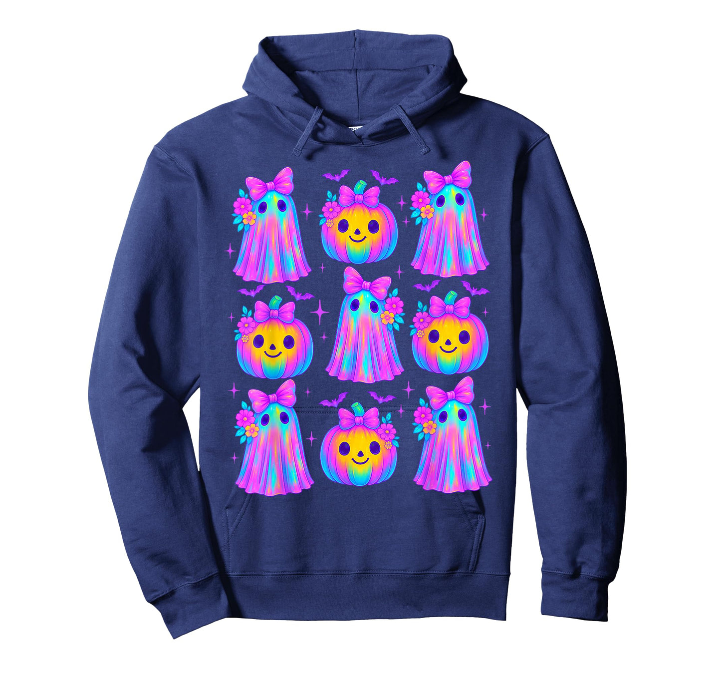 Cute Floral Ghost & Pumpkin Coquette Bow Halloween for Women T-Shirt