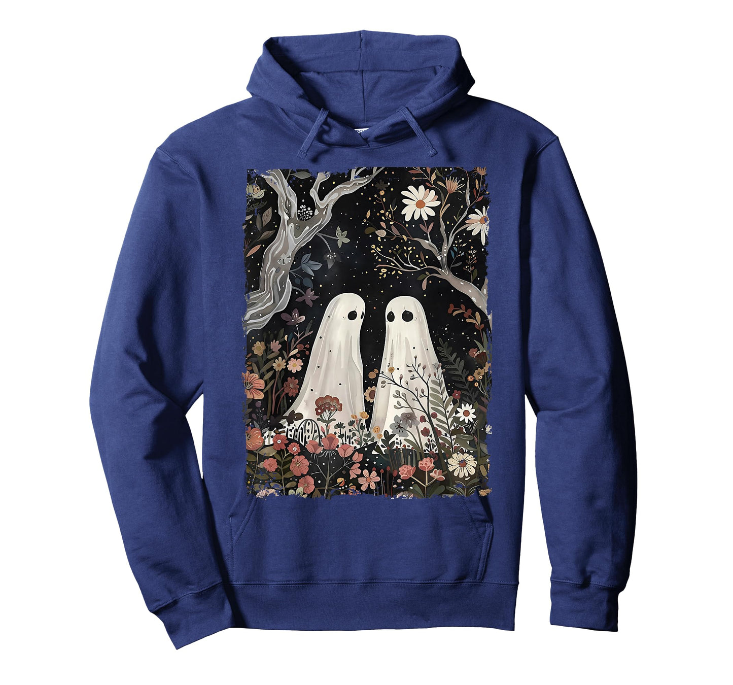 Ghost In The Flower Forest Halloween Spooky Season Vintage T-Shirt