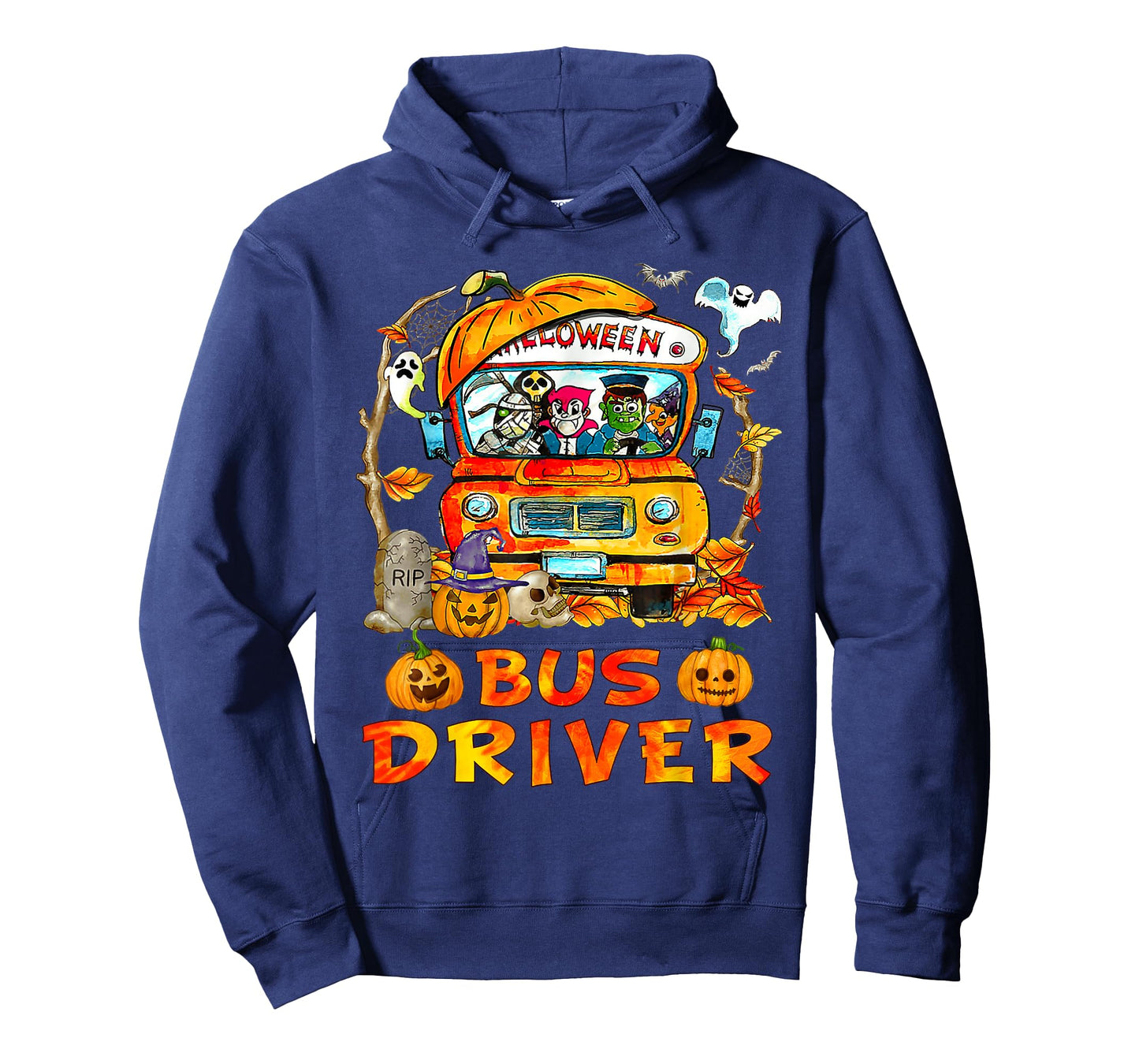School Bus Driver Pumpkin Season Skeleton Fall Halloween T-Shirt