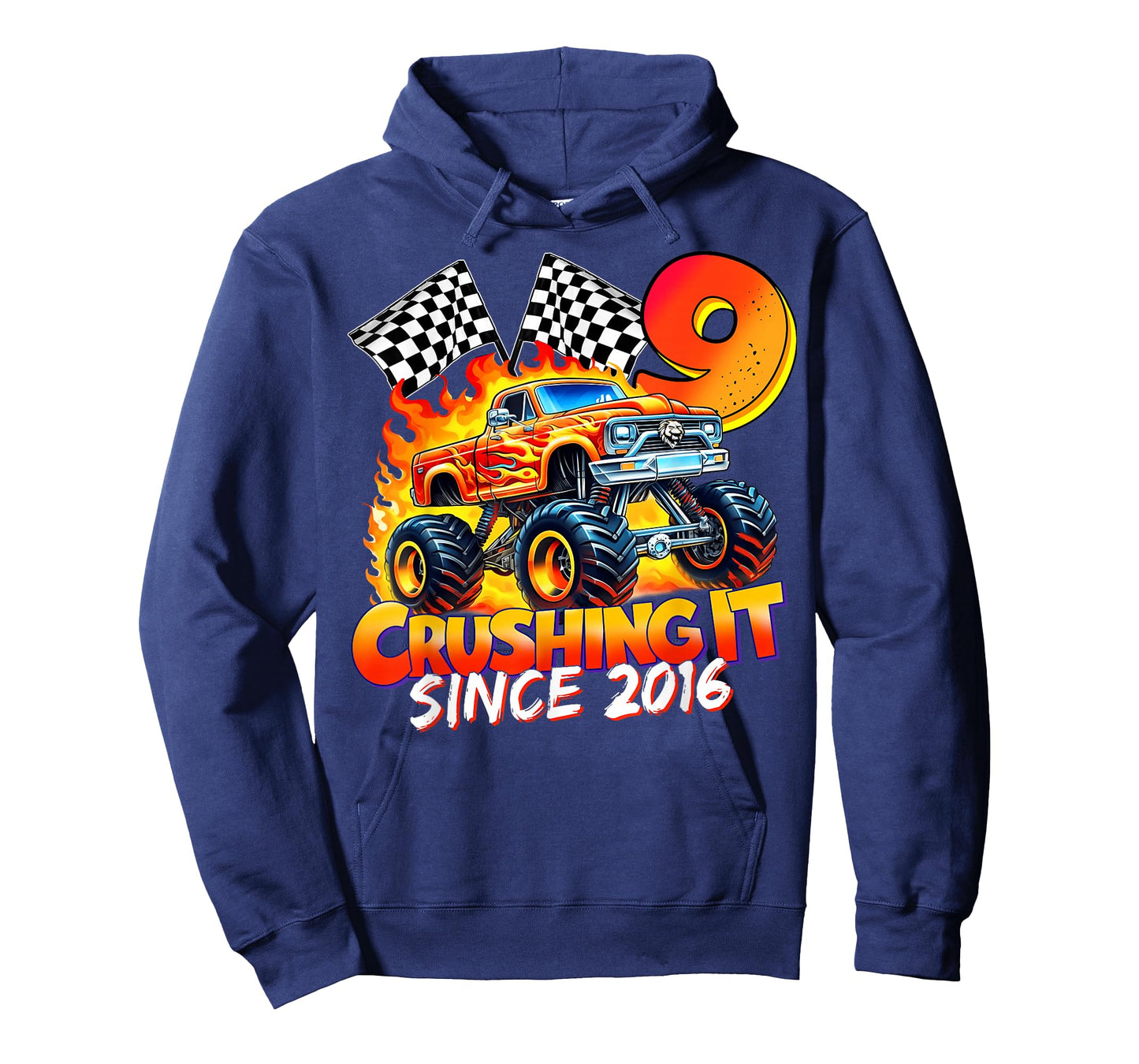 Monster Truck Birthday 9 Year Old Born 2016 9th Party Boys T-Shirt