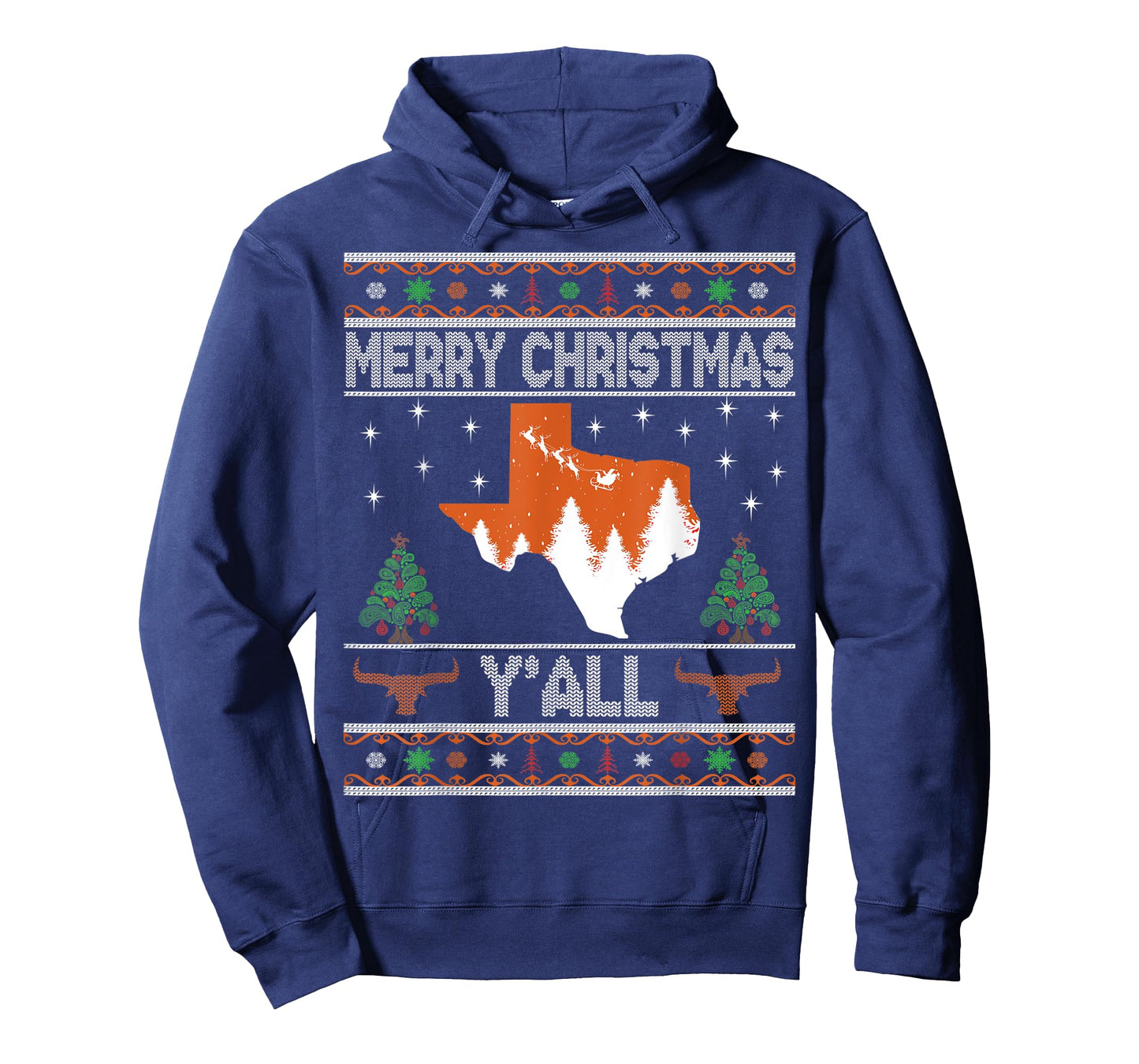 Merry Xmas Y'all Texas Ugly Matching Family Longhorn Sweater T-Shirt