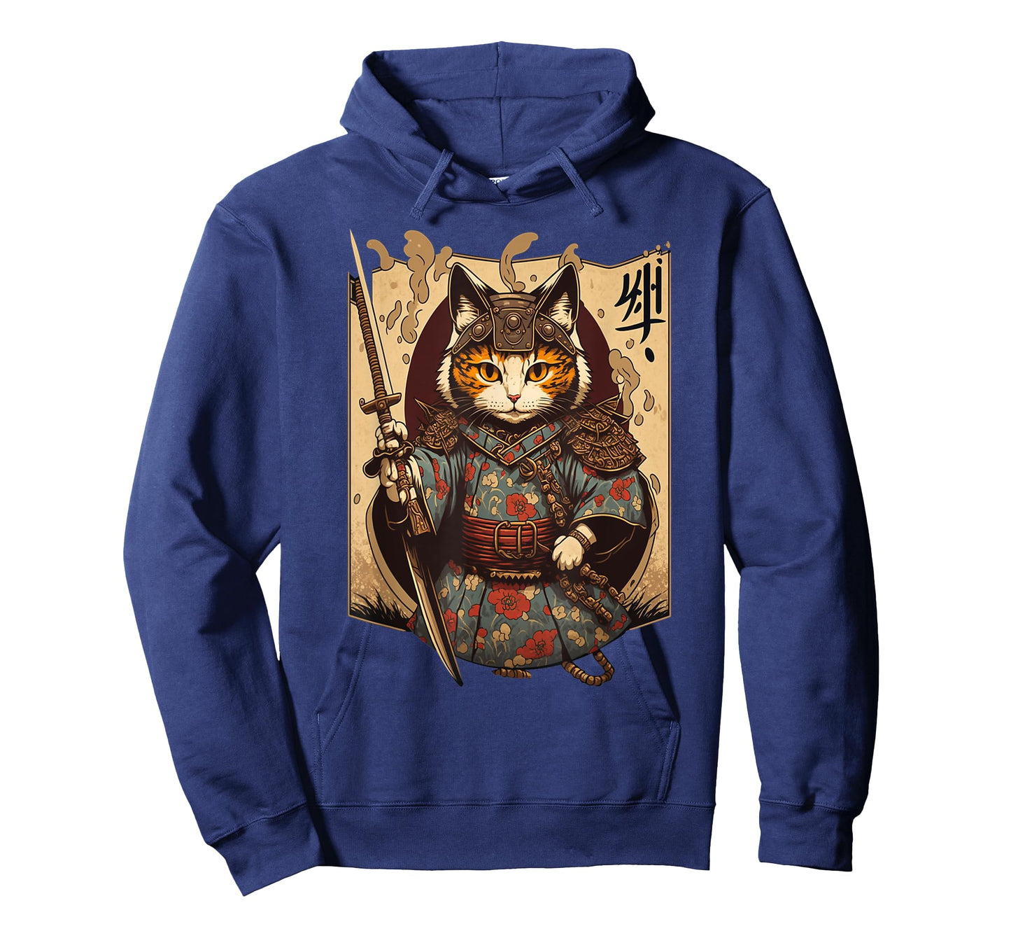 Retro Japanese Samurai Ninja Cat Kawaii Tattoo Graphic Style T-Shirt