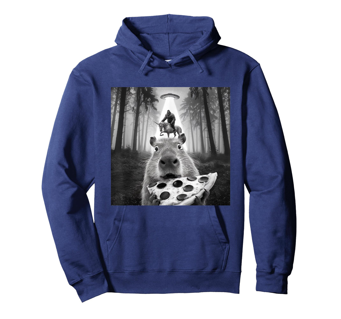 Funny UFO Capybara Selfie with Bigfoot Unicorn Sasquatch T-Shirt