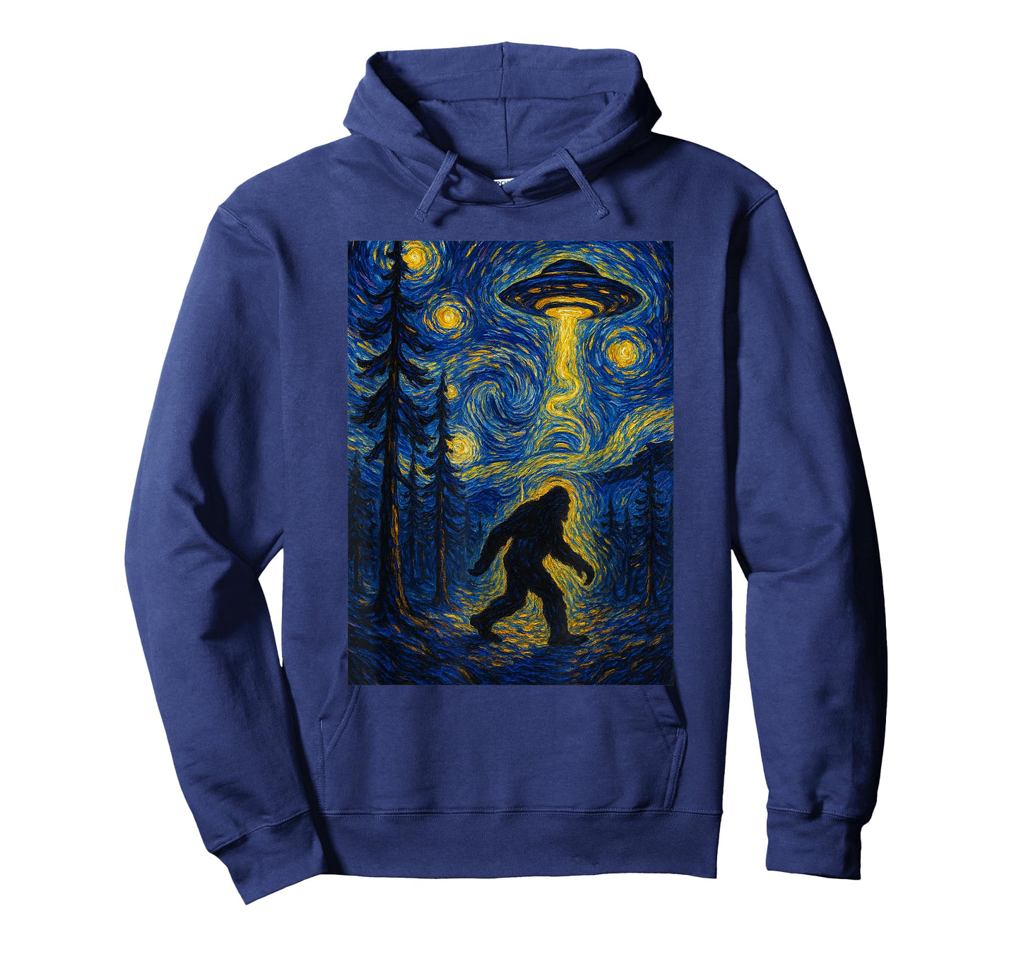 Bigfoot Starry Night Van Gogh UFO For Bigfoot Lover Mom Dad T-Shirt