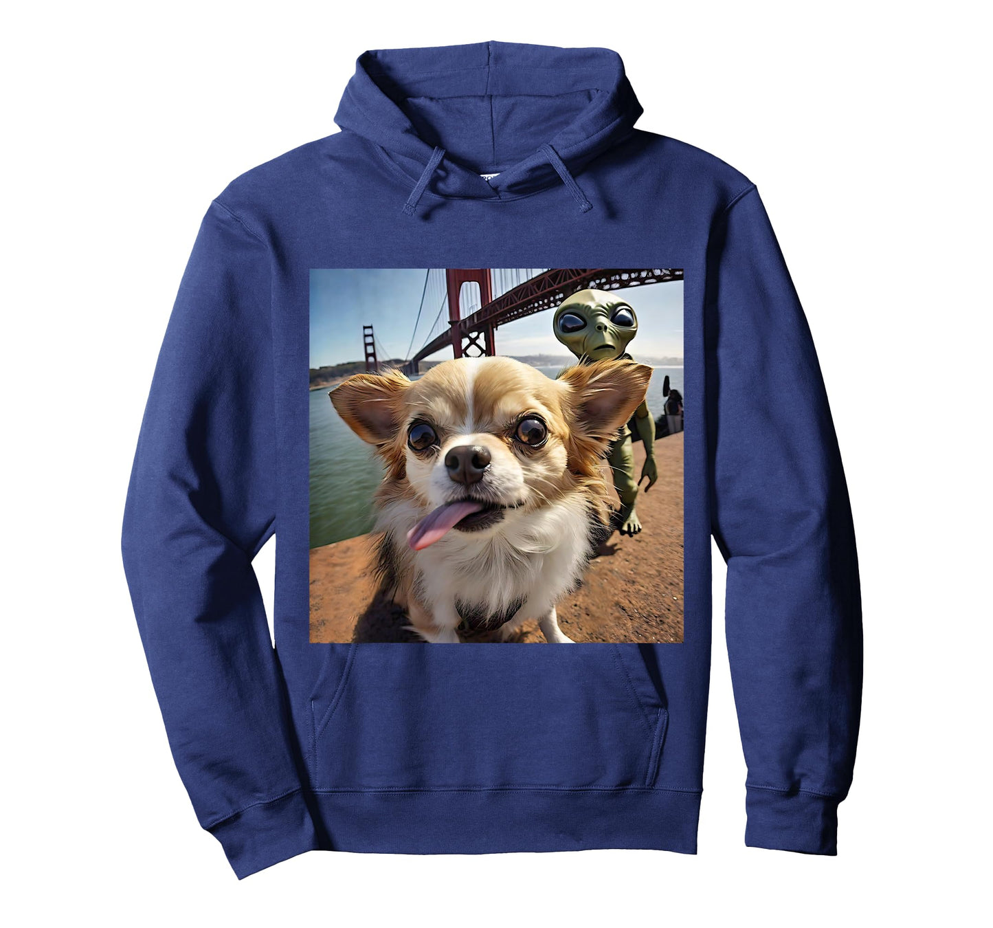 CHIHUAHUA selfie UFO alien Golden Gate Bridge dog dad mom Men Women T-Shirt