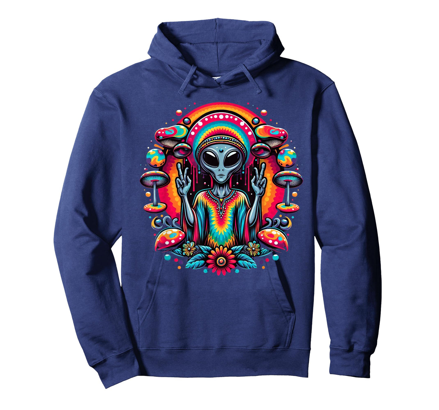 Tie Dye Alien Peace Sign Funny Boho Hippie T-Shirt
