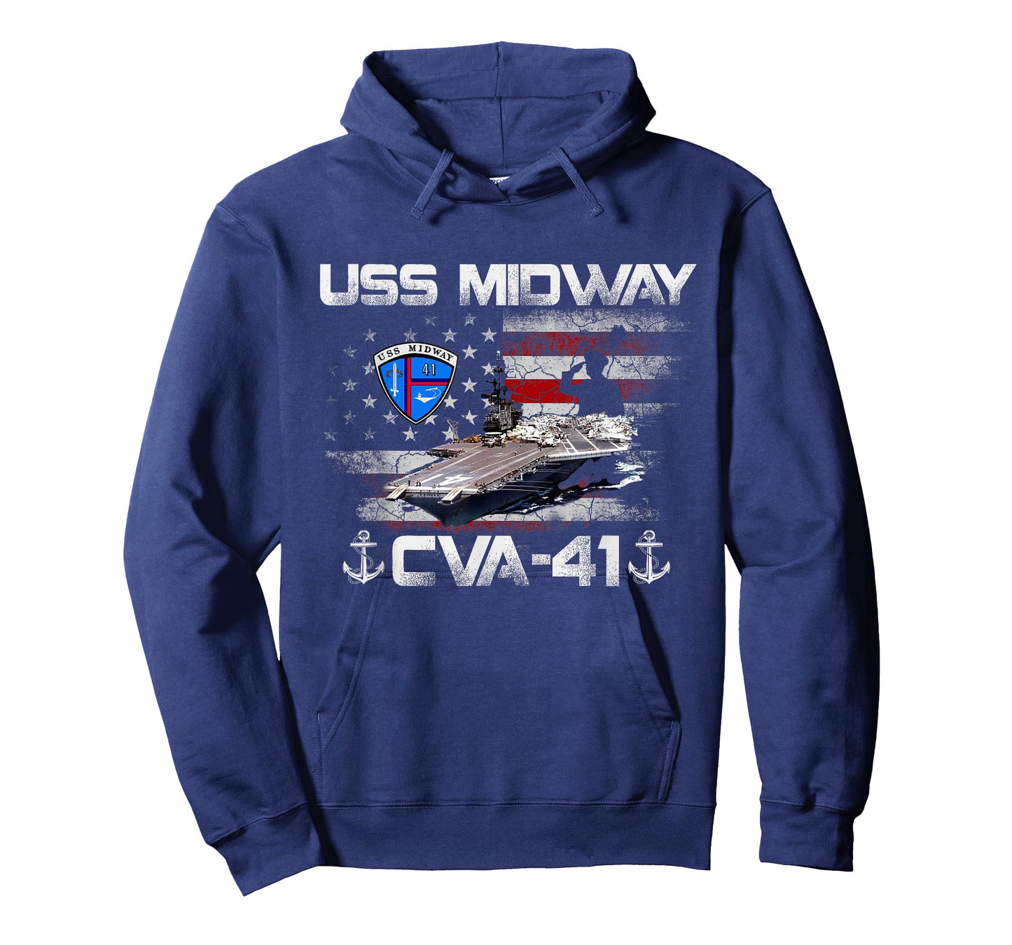 USS Midway CVA-41 Aircraft Carrier Flag Veterans Day Patriot T-Shirt