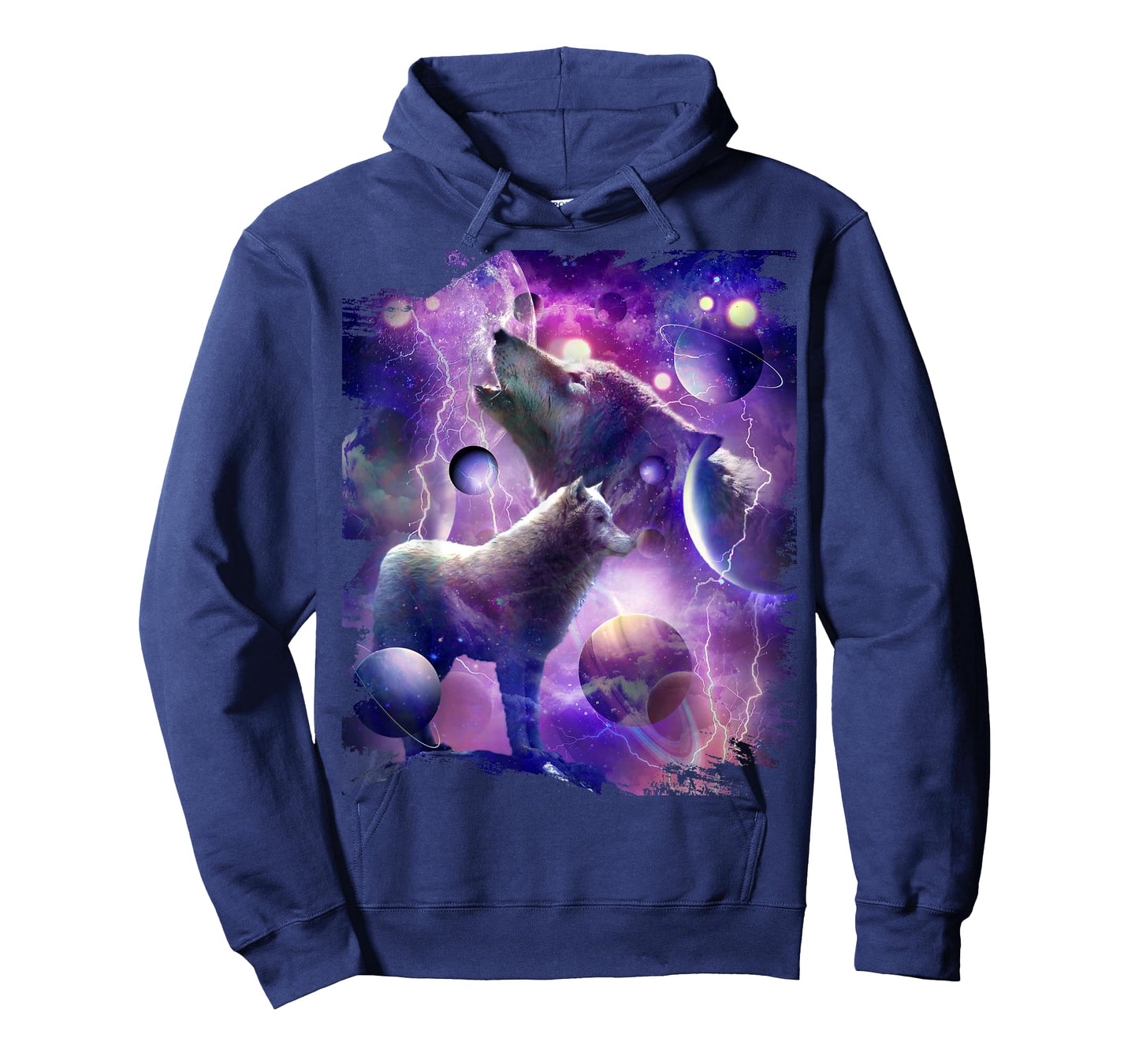 Cosmic Wolf Howling At Moon In Space T-Shirt