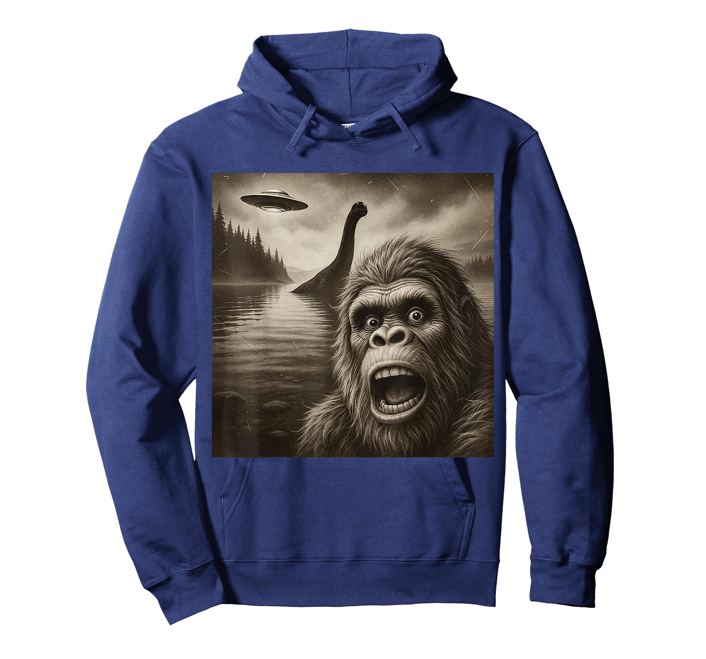 Bigfoot Selfie With Loch Ness Monster And UFO Aliens Graphic T-Shirt