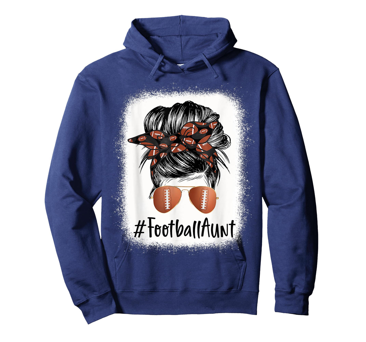 Bleached Football Aunt Life Messy Bun Mother's Day T-Shirt