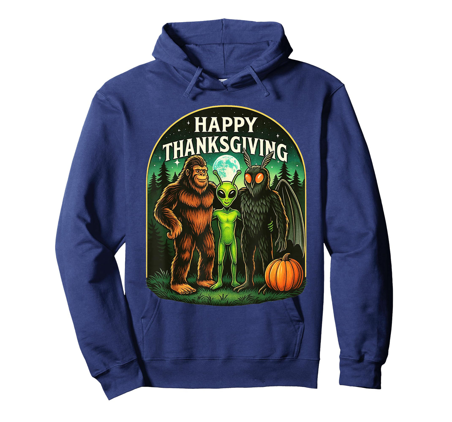 Happy Thanksgiving Men Bigfoot Alien Mothman Sasquatch T-Shirt