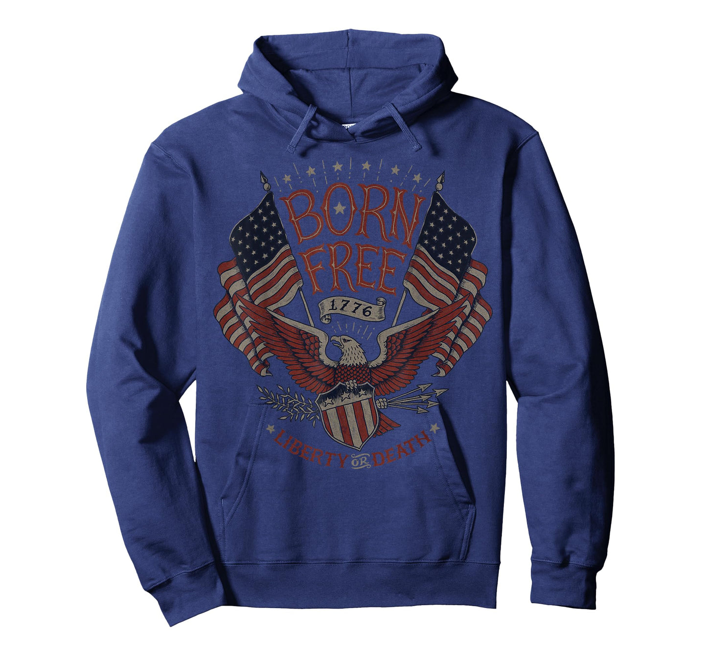 Vintage Born Free Eagle American Flag 1776 4th of July USA T-Shirt