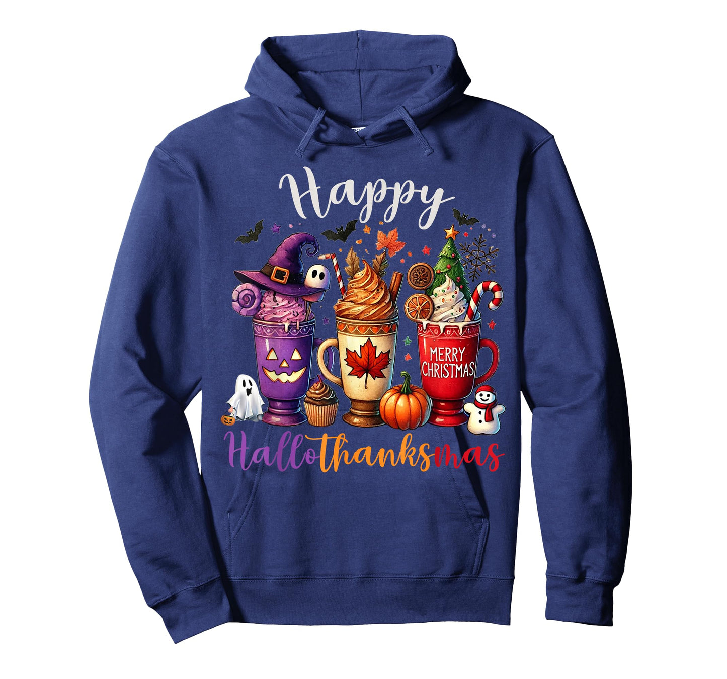 Happy Hallothanksmas Coffee Lover Halloween Merry Christmas T-Shirt