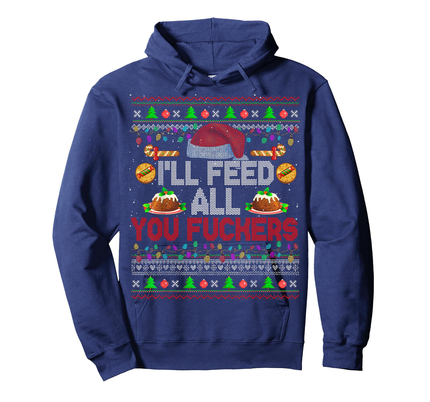 I'll Feed All You Fckers Xmas Sweater Santa Chef Cooking T-Shirt