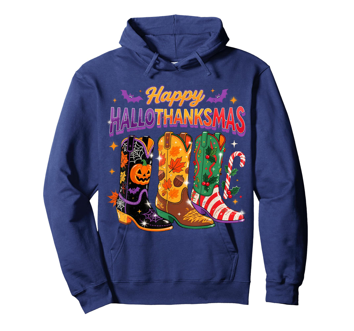 Western Holiday Boots Happy Hallothanksmas Design T-Shirt