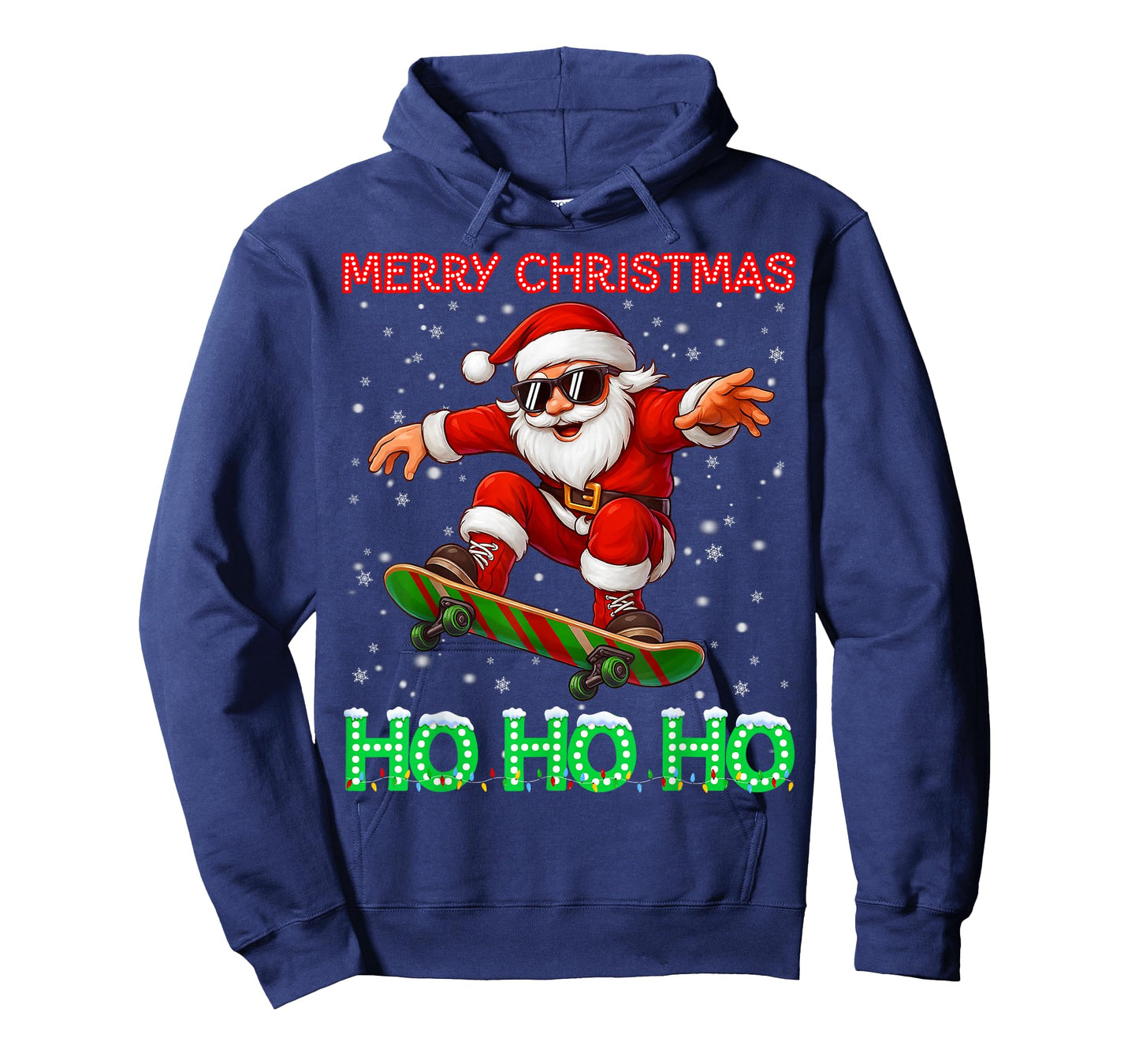 Merry Christmas Light Ho Ho Santa Skateboard Boy Kid Toddler T-Shirt