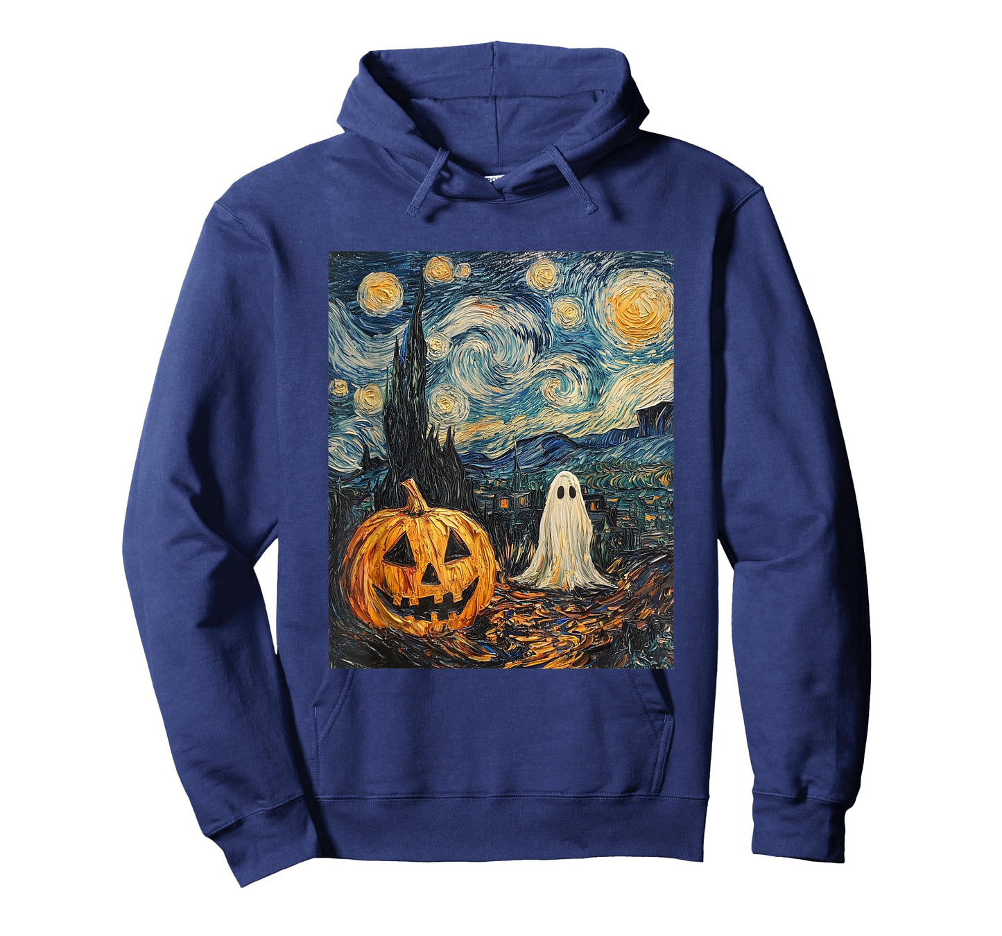 Pumpkin Ghost Graphic - Van Gogh Style - Starry Night T-Shirt