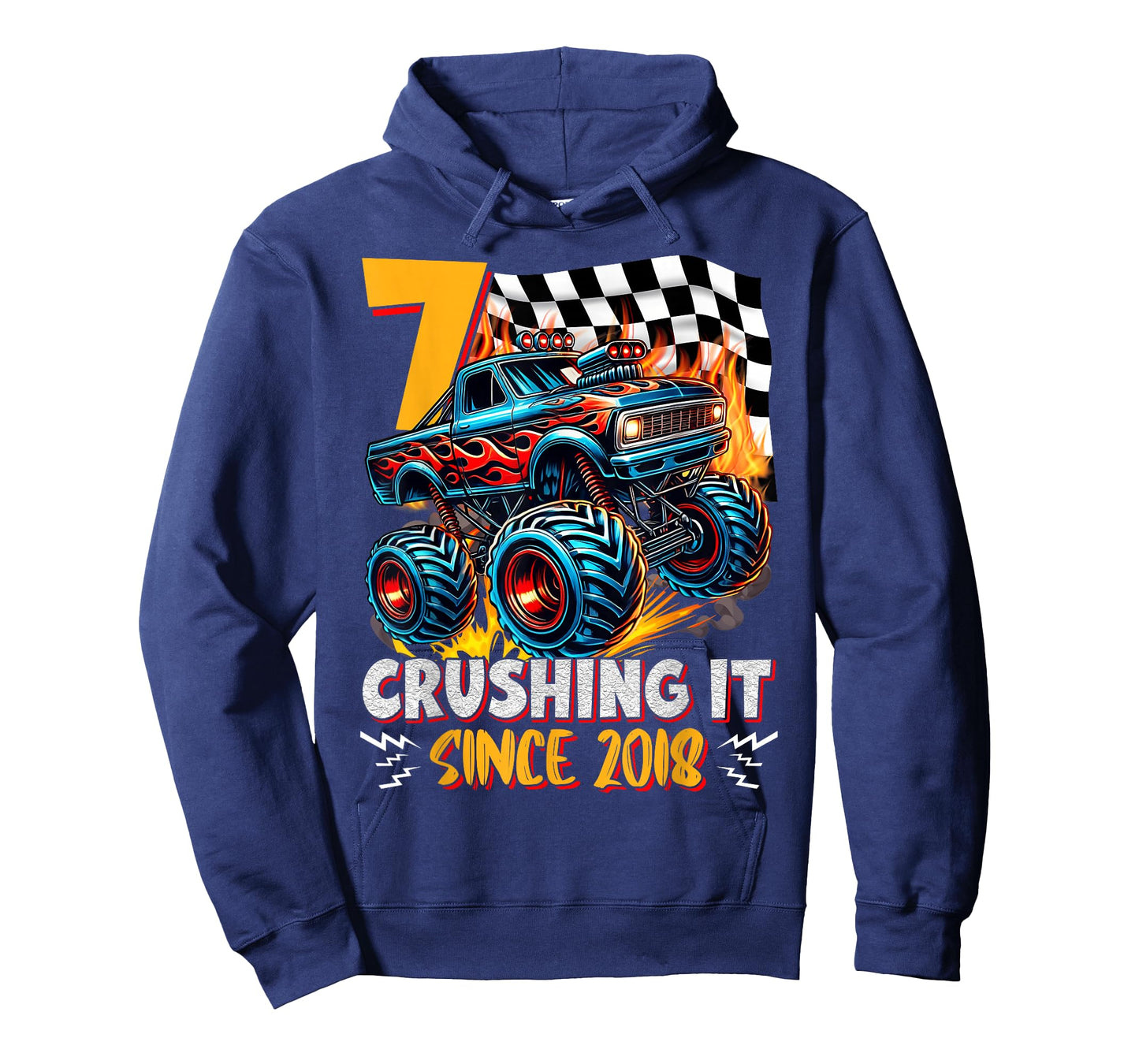 Birthday Monster Truck 7 Year Old Boys 7th Party Born 2018 T-Shirt