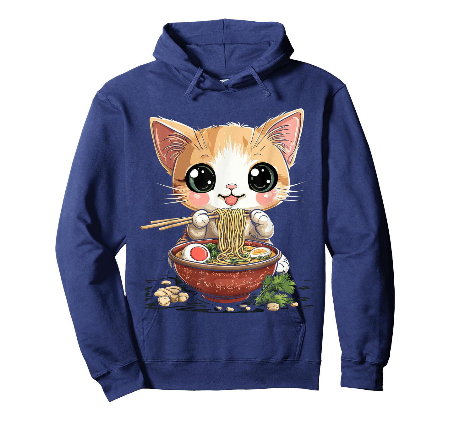 cute cat eating ramen noodles anime kawaii T-Shirt
