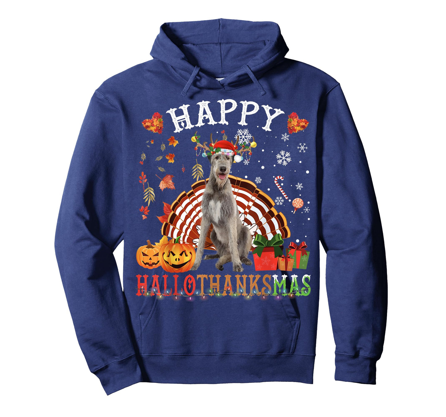 Halloween Thanksgiving Christmas Irish Wolfhound XMas T-Shirt