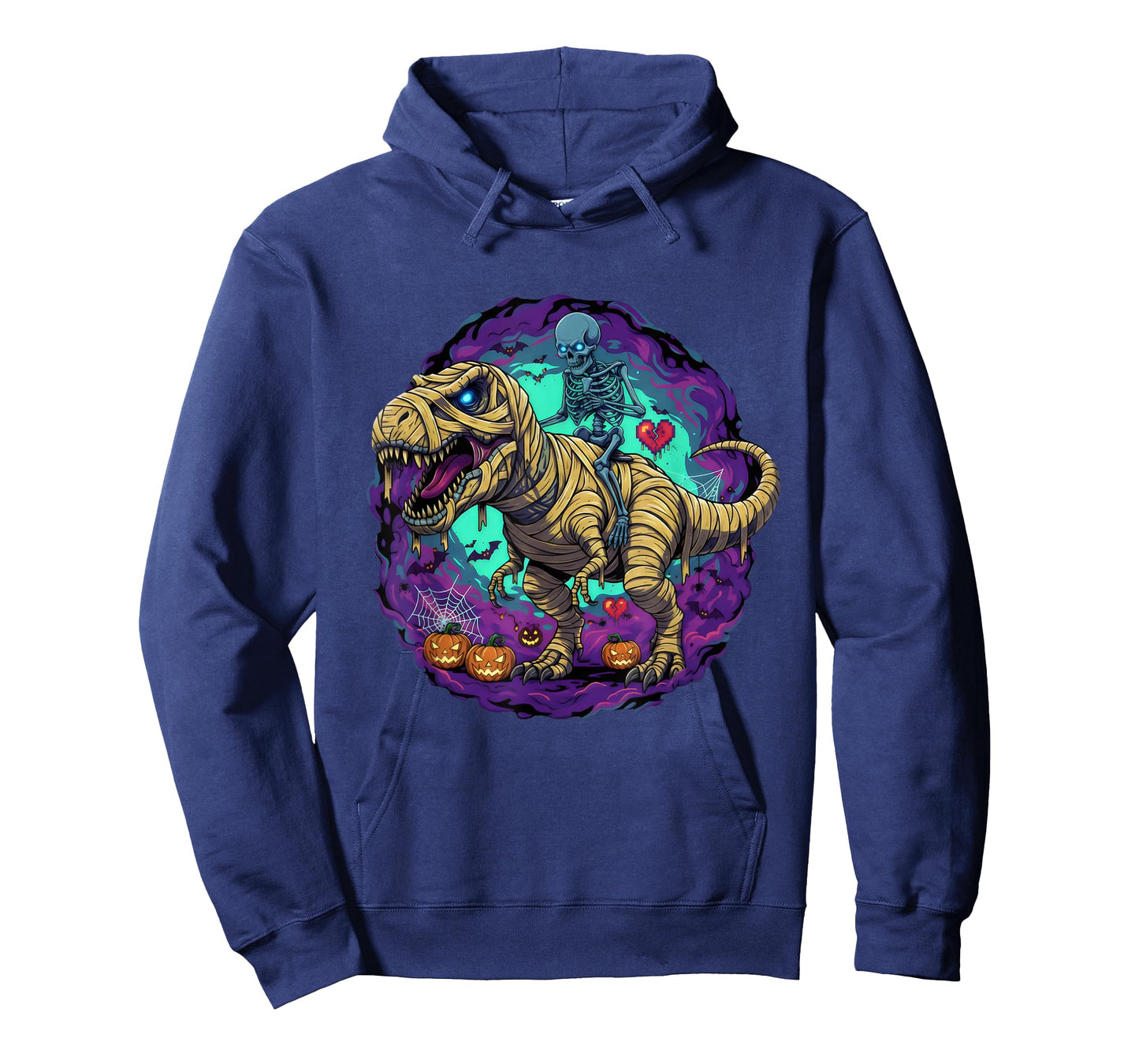 Skeleton on Dinosaur for Halloween Costume Pumpkin Candy T-Shirt