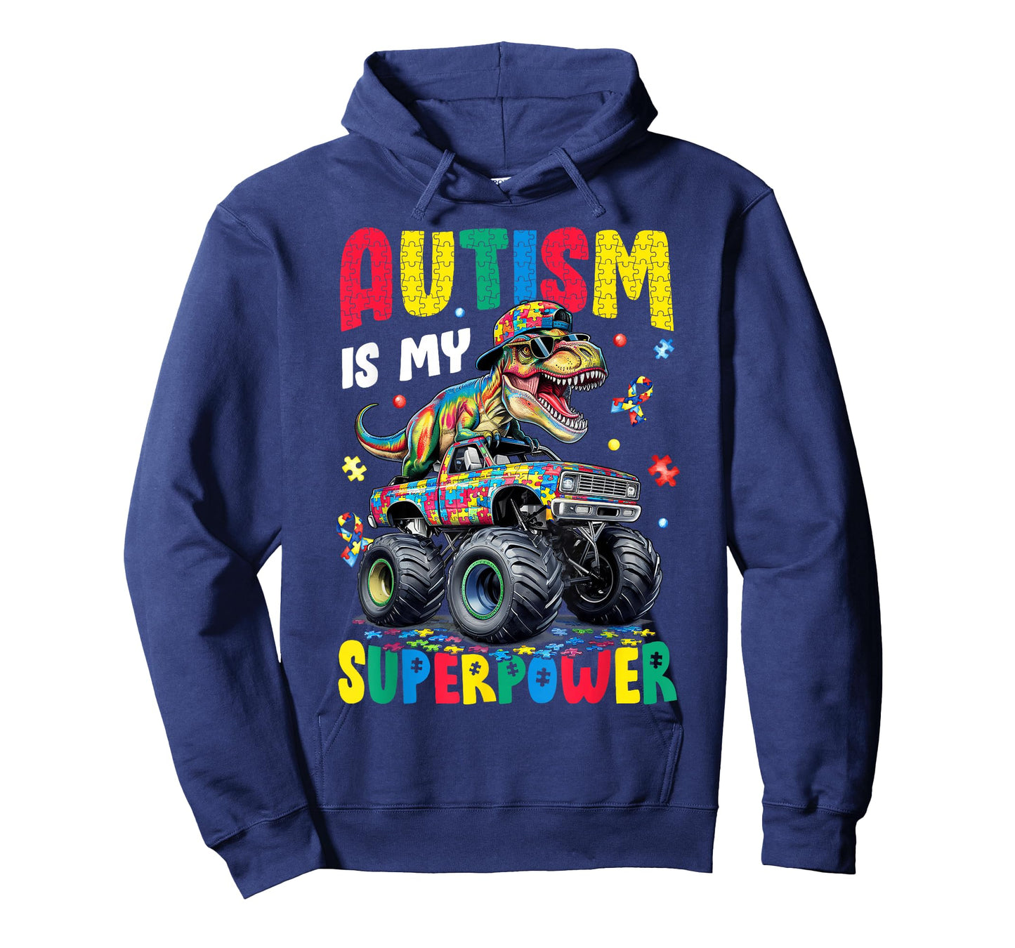 Autism Is My Superpower Autism Dinosaur Monster Truck Boy T-Shirt