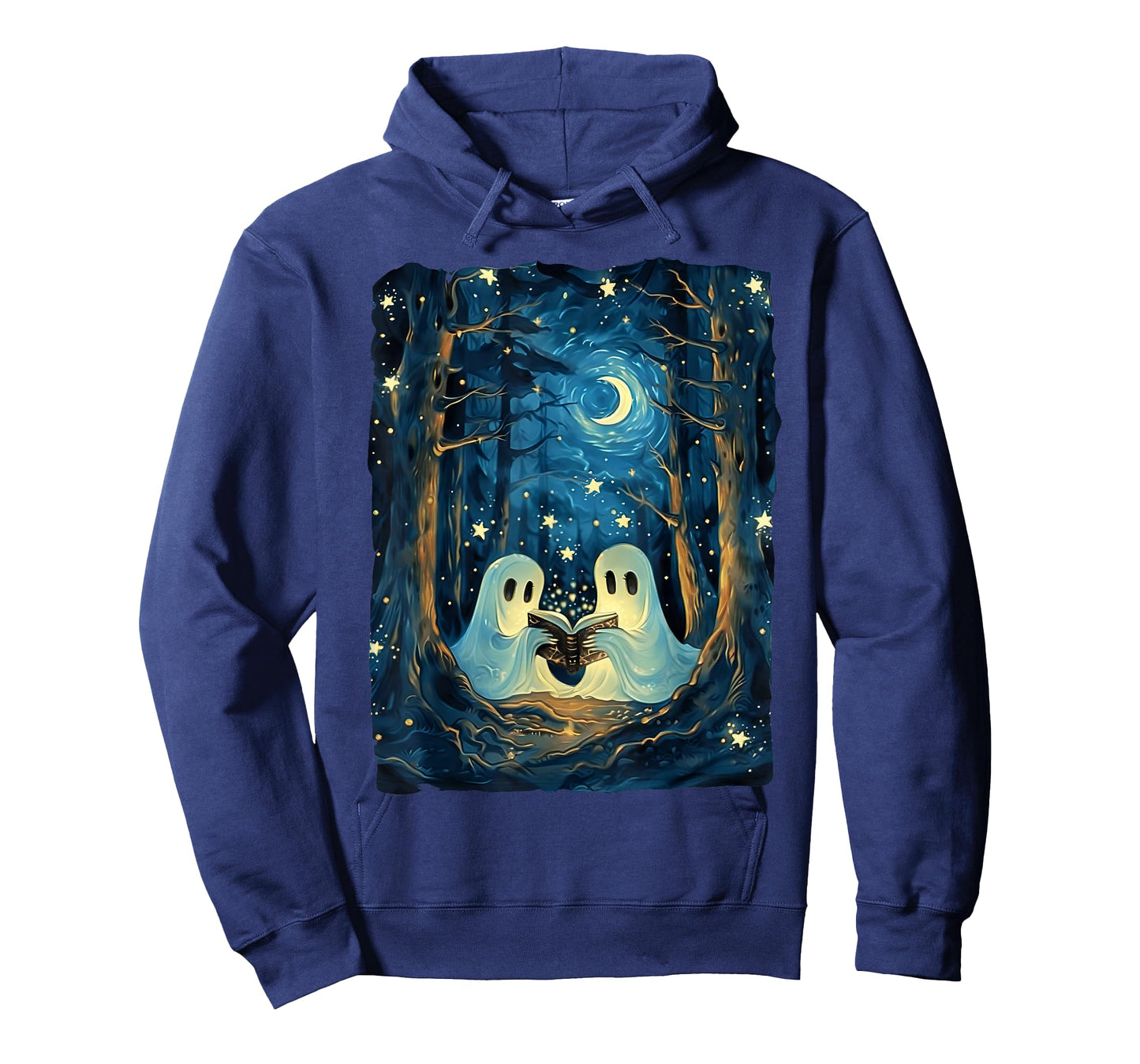 Starry Night Ghost Book Reading Camping Halloween Van Gogh T-Shirt