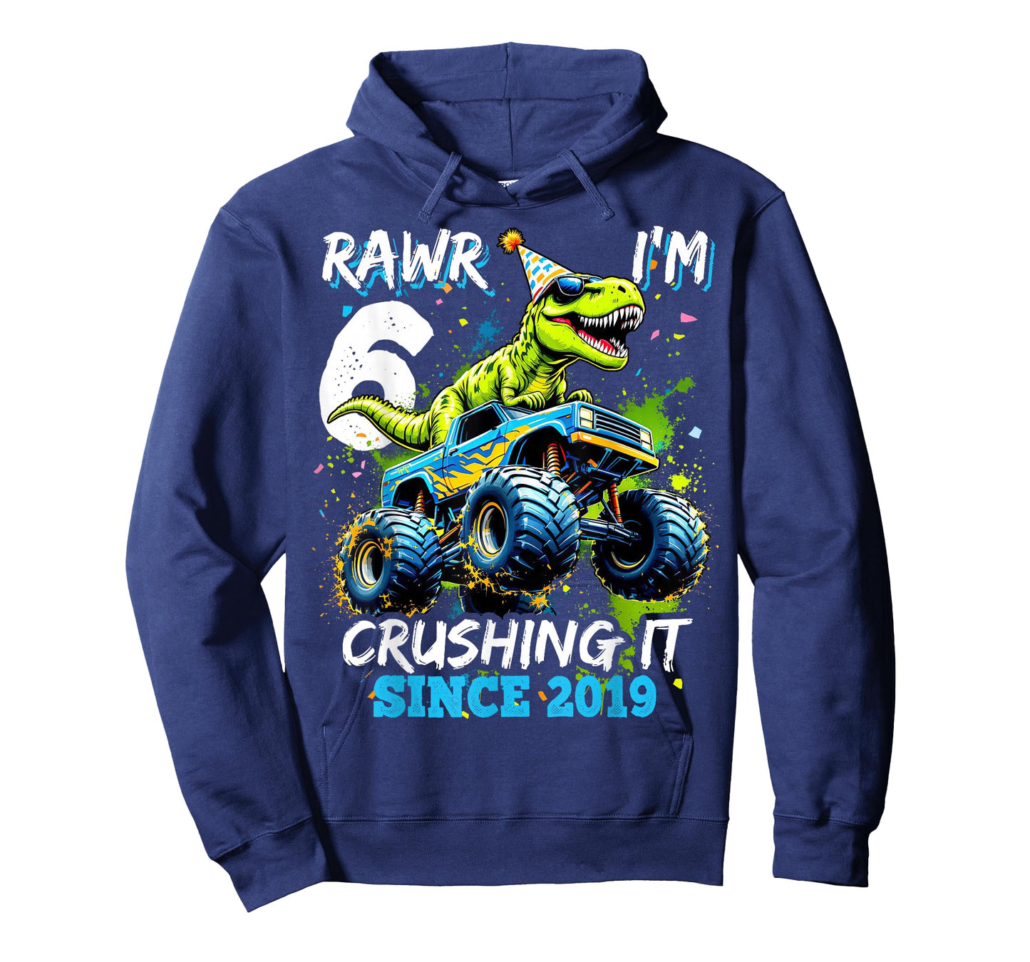 6th Birthday Monster Truck Dinosaur Party Boys Rawr I'm 6 T-Shirt