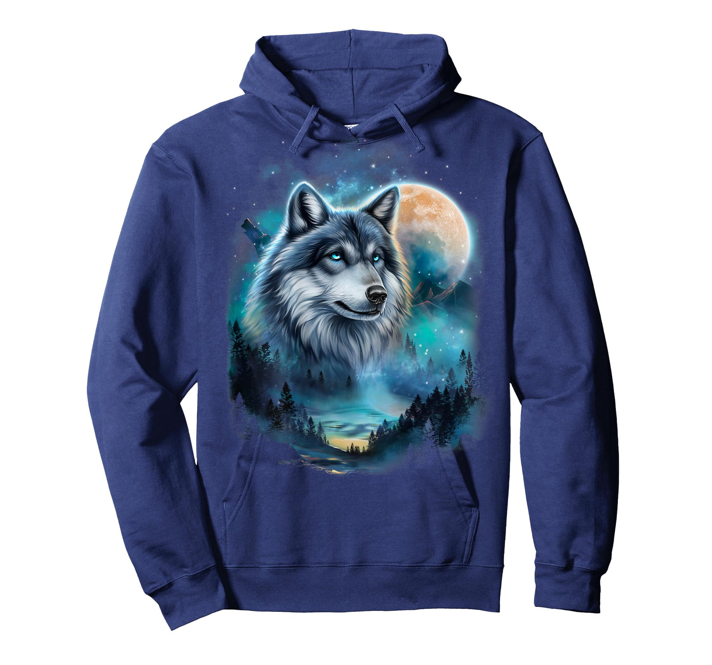 Majestic Wolf Under Moonlit Forest Sky T-Shirt