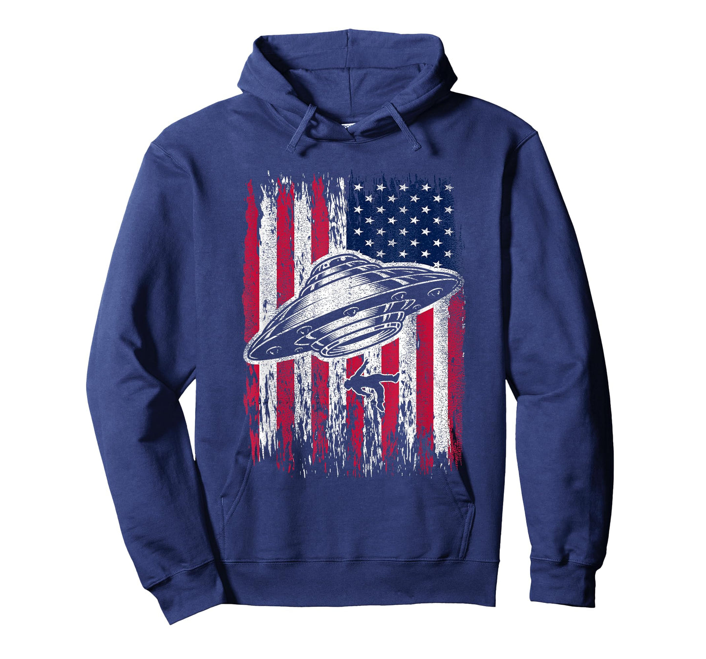 UFO Alien Abduction 4th Of July Gift USA Flag Alien T-Shirt