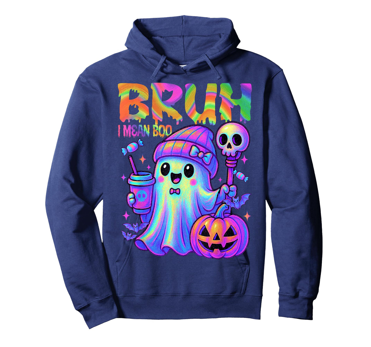 Colorful Halloween Bruh I Mean Boo Ghost Drink Coffee Women T-Shirt