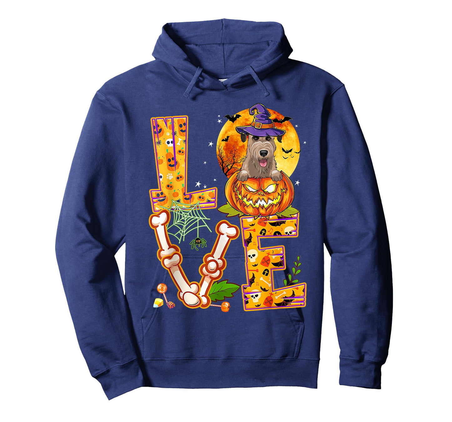 Love Irish Wolfhound Witch Pumpkin Scary Halloween Dog T-Shirt