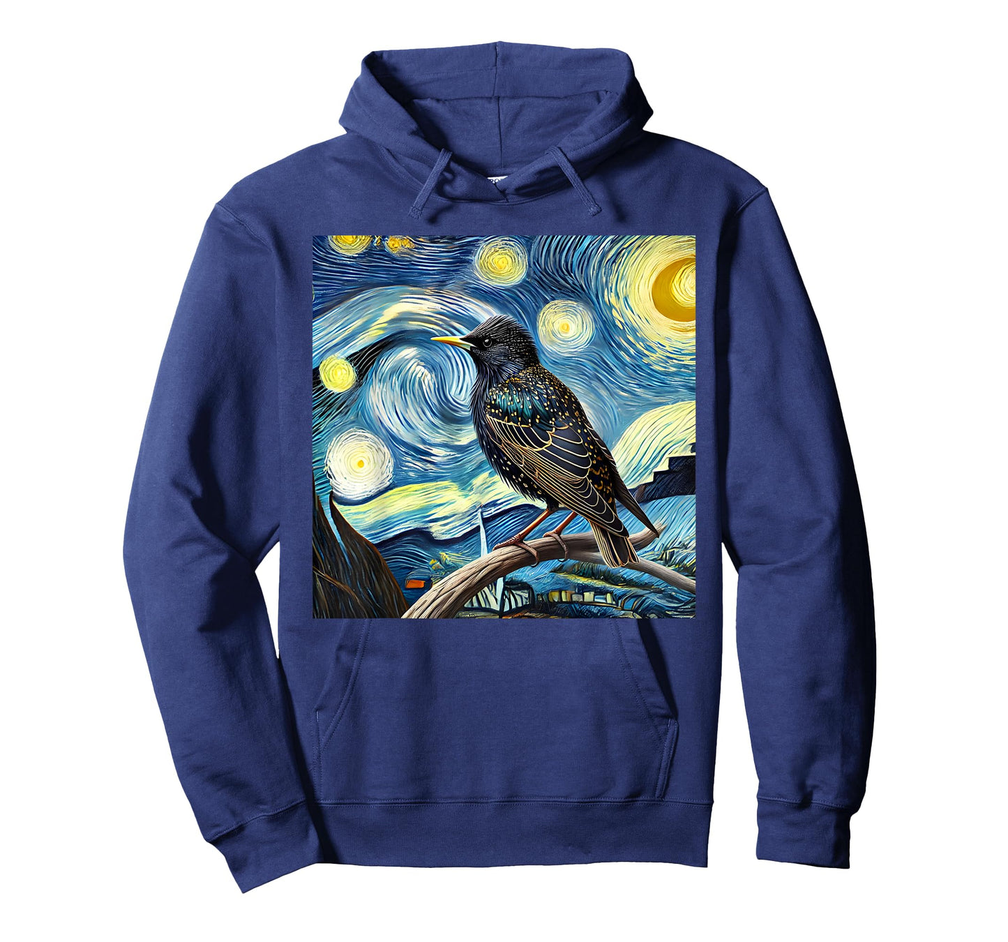 Common Starling Lover Bird Watching Birding Starry Night Art T-Shirt