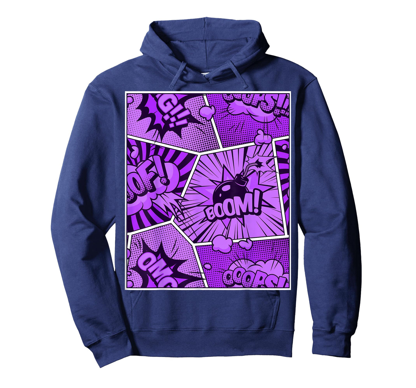 Purple Comic Book Purple Color Graphic T-Shirt