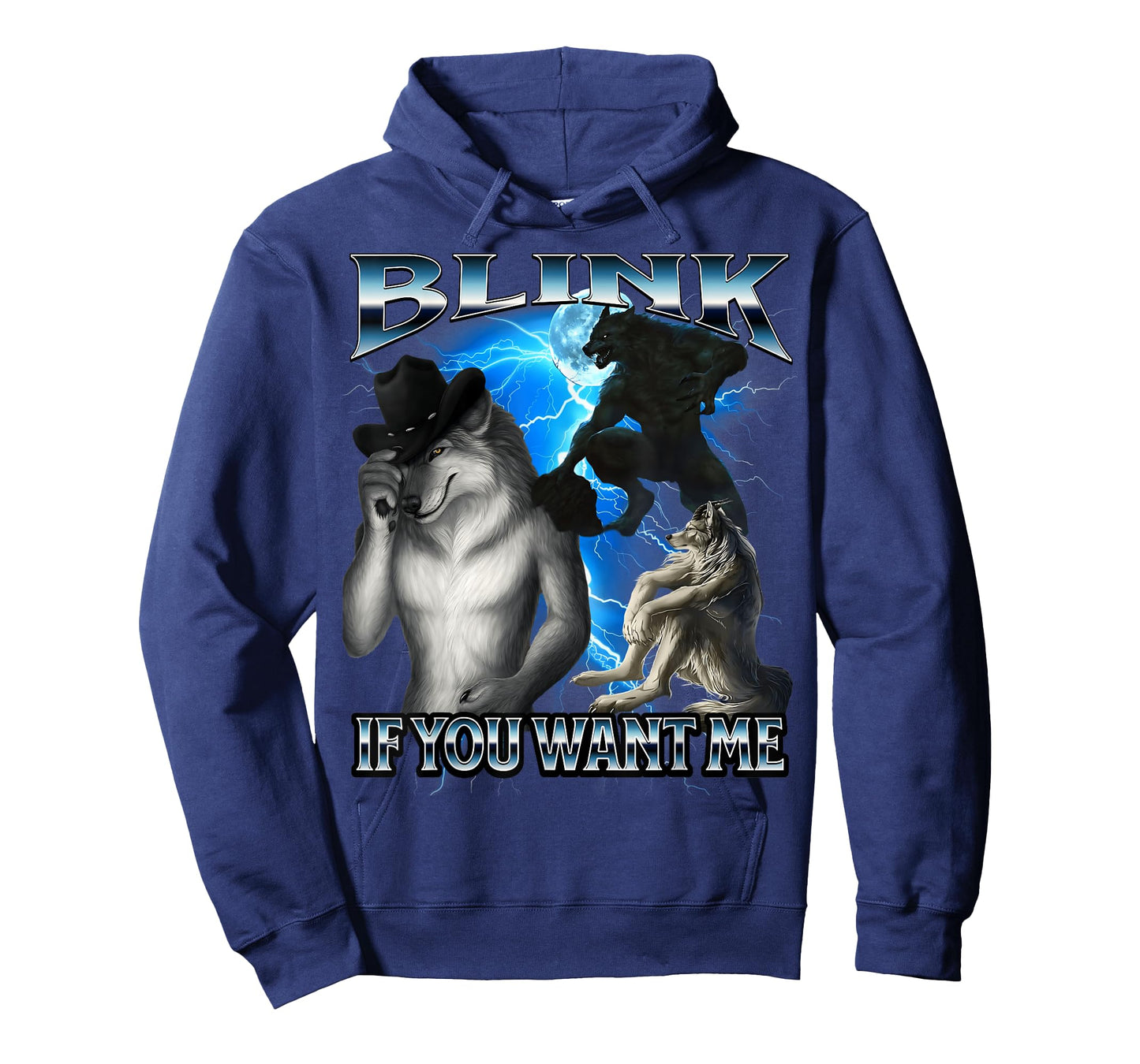 Funny Alpha Wolf Meme Blink If You Want Me Bootleg T-Shirt