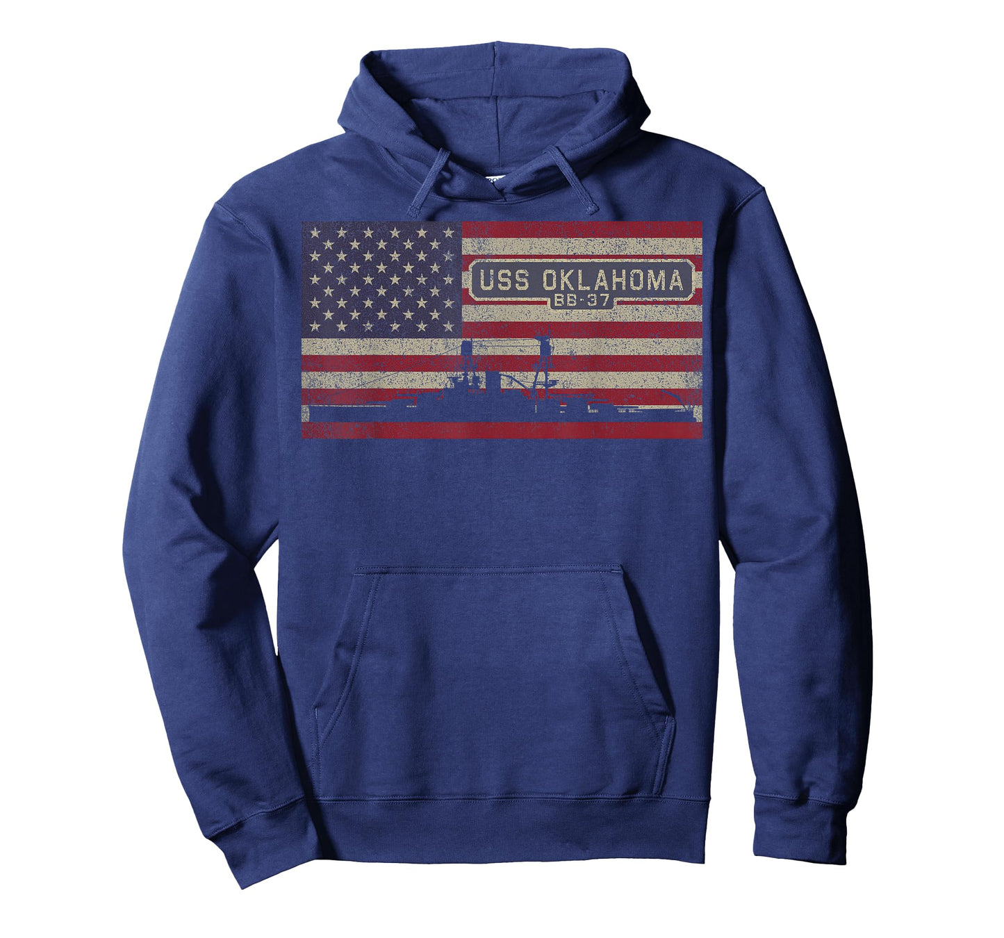 USS Oklahoma BB-37 WW1 Battleship USA American Flag T-Shirt