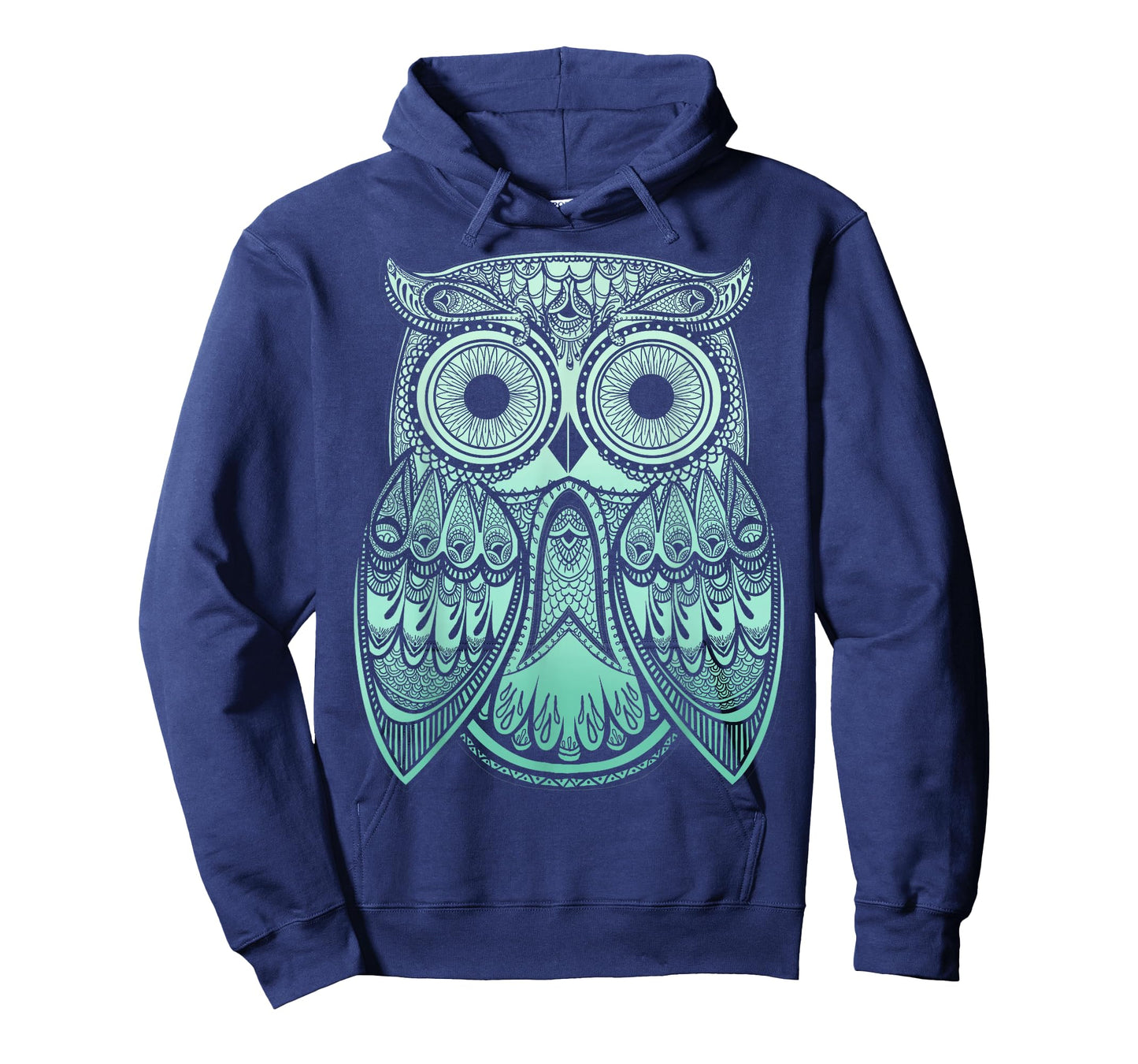 Teal Gradient Paisley Henna Owl Bohemian T-Shirt