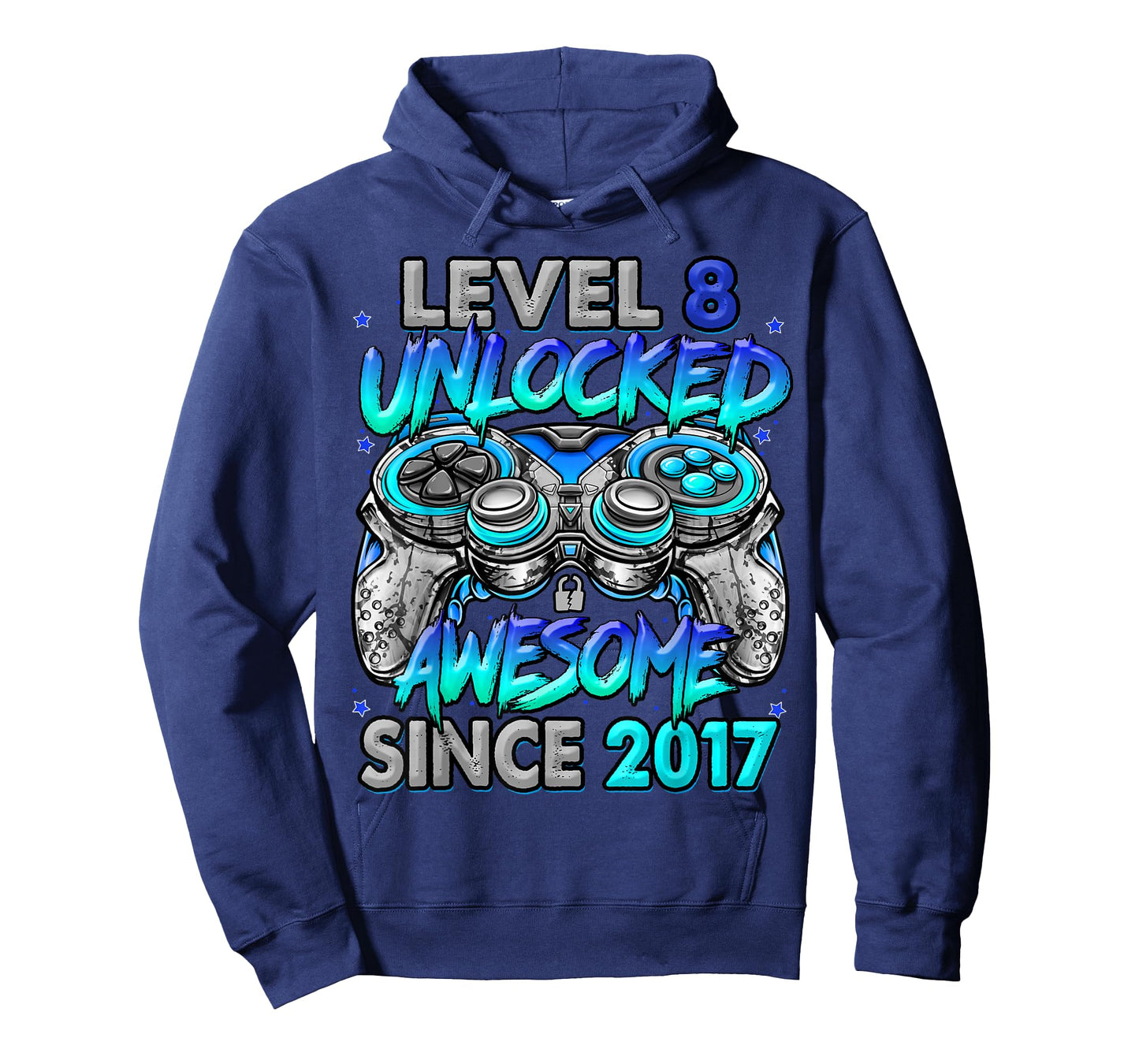 Level 8 Unlocked Awesome Since 2017 8th Birthday Gaming T-Shirt
