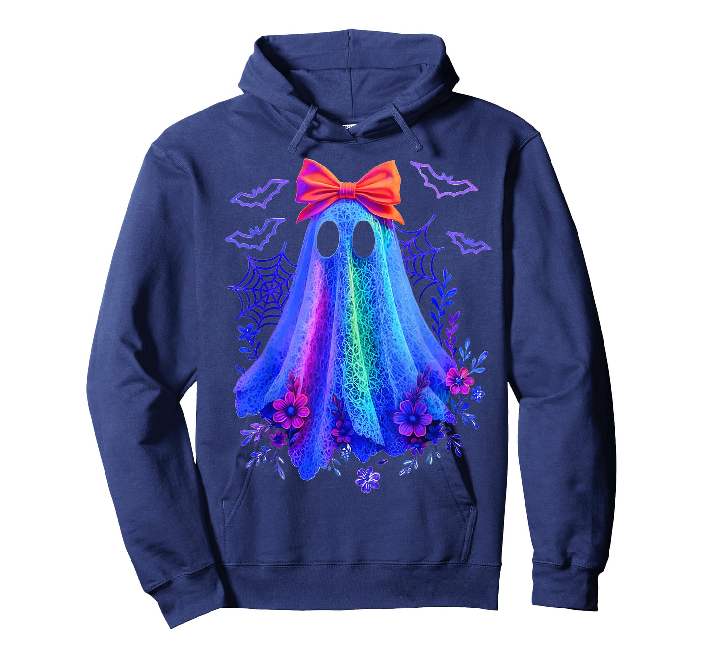 Cute Boo Halloween Ghost Bow Flower Neon Ghost Halloween T-Shirt