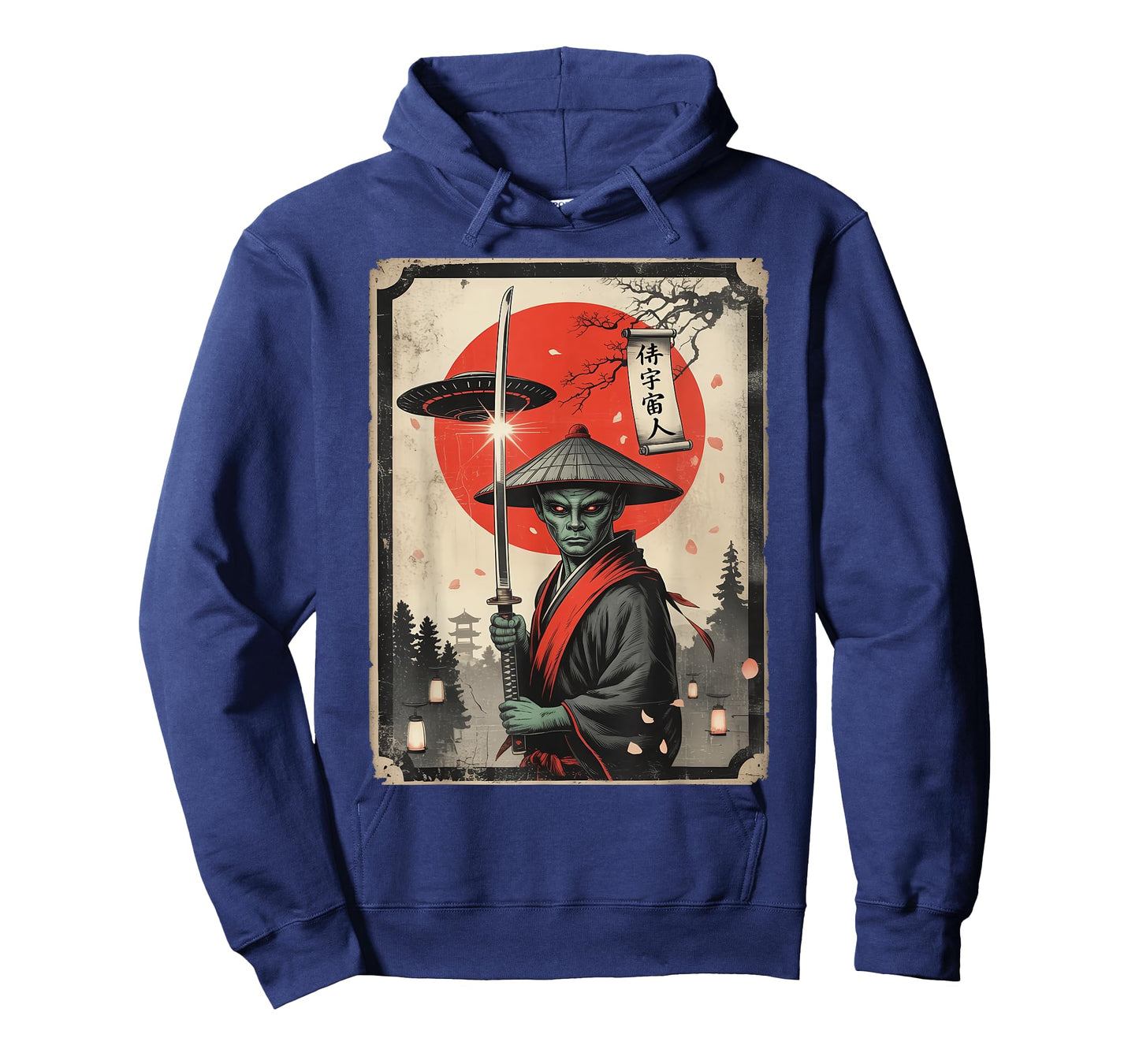 UFO Alien Samurai Japan Ukiyo-e Cyberpunk Manga Funny Art T-Shirt