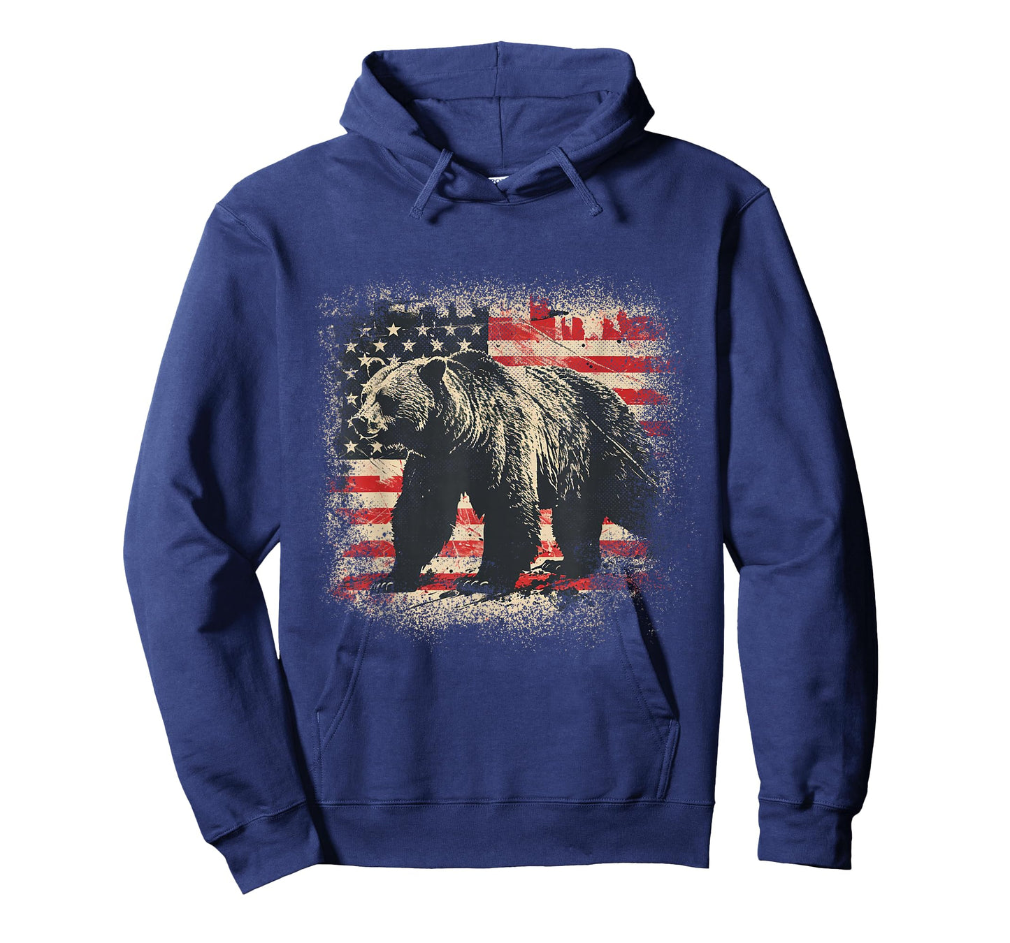 Vintage Grizzly Bear Distressed Patriotic American Flag T-Shirt