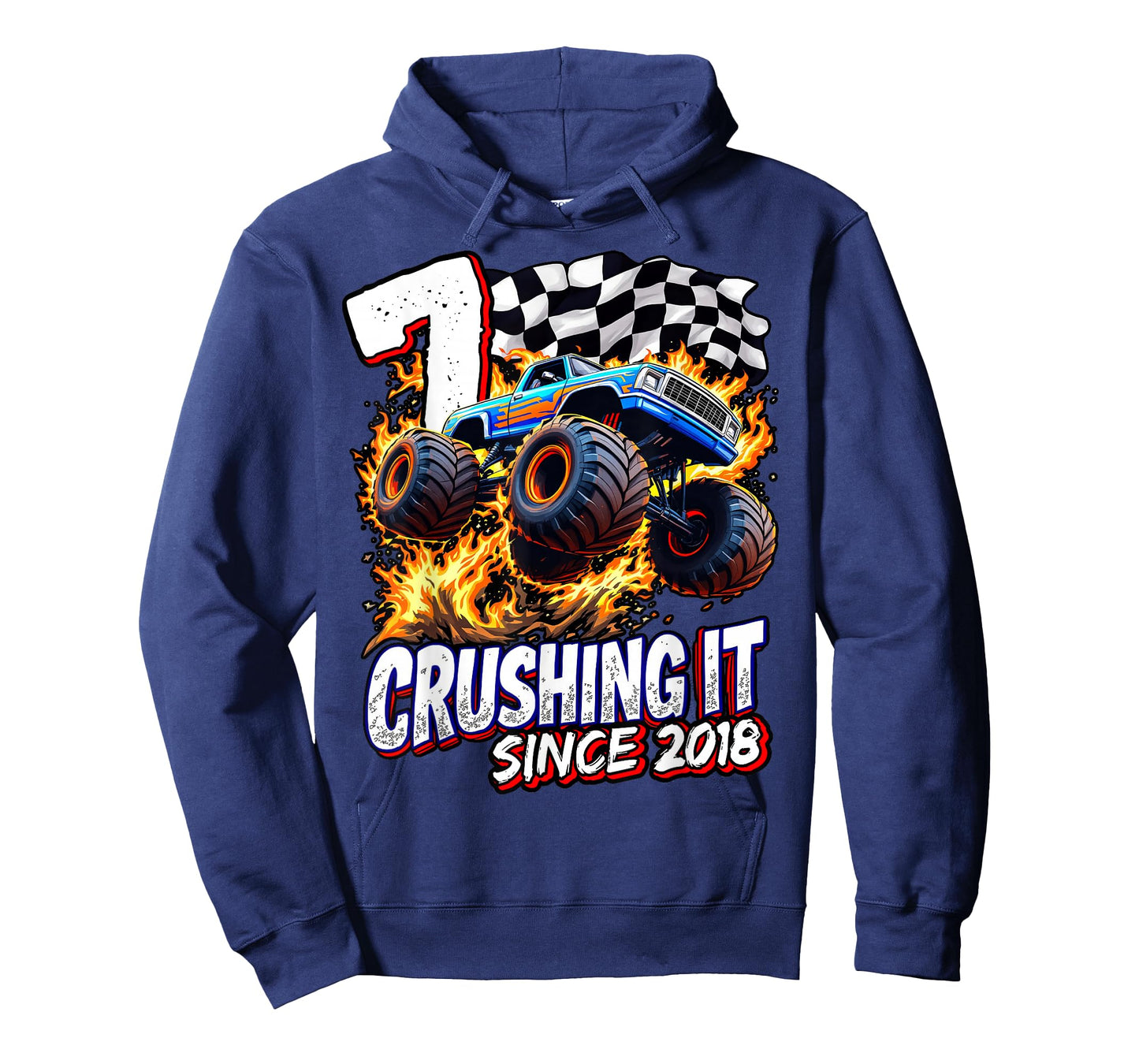 Birthday Monster Truck 7 year Old Boys 7th Party Born 2018 T-Shirt