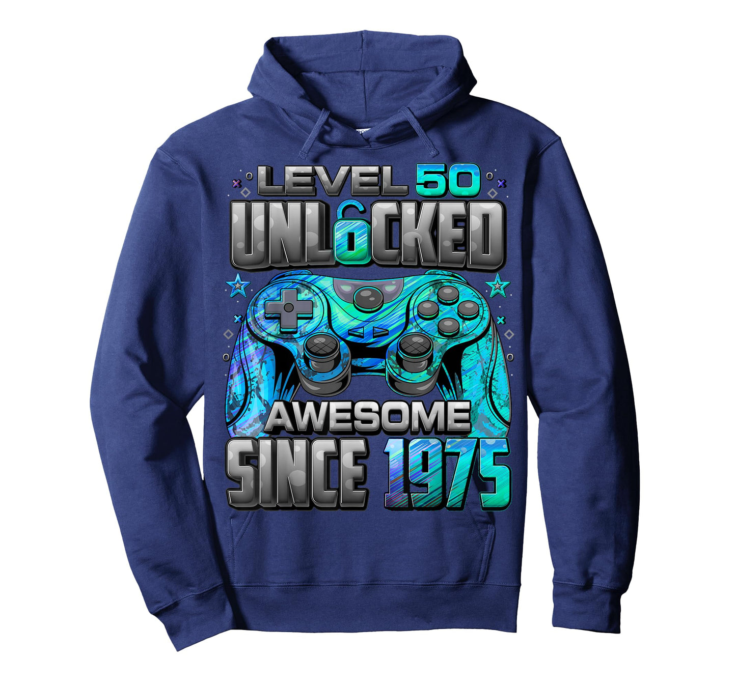 Level 50 Unlocked Awesome Since 1975 50th Birthday Gaming T-Shirt