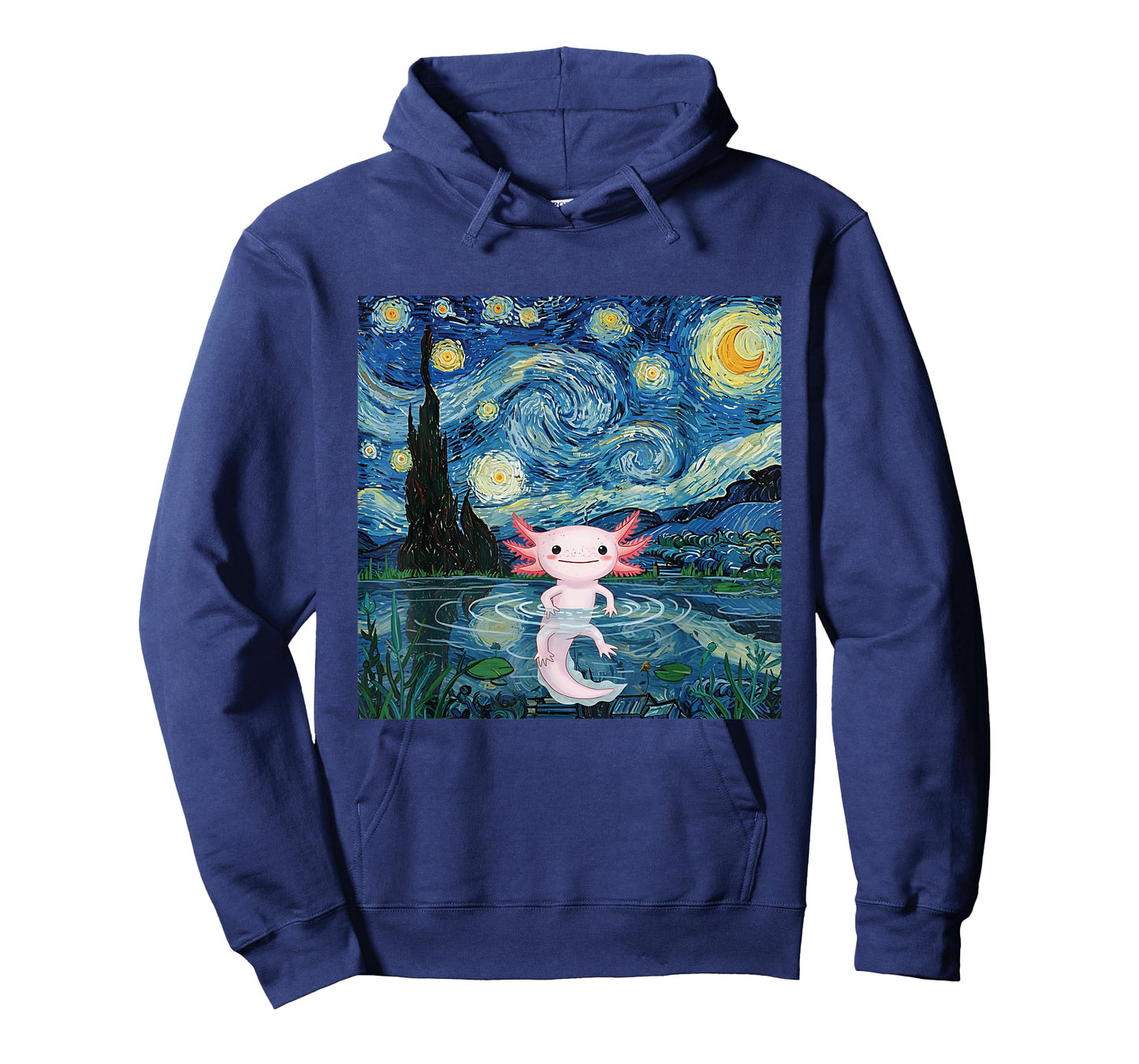 Adorable Axolotl Kawaii Van Gogh Style Starry Night Graphic T-Shirt
