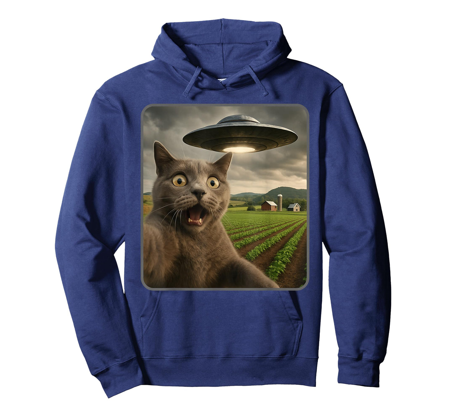 Funny Cat Selfie with UFO Alien Meme T-Shirt