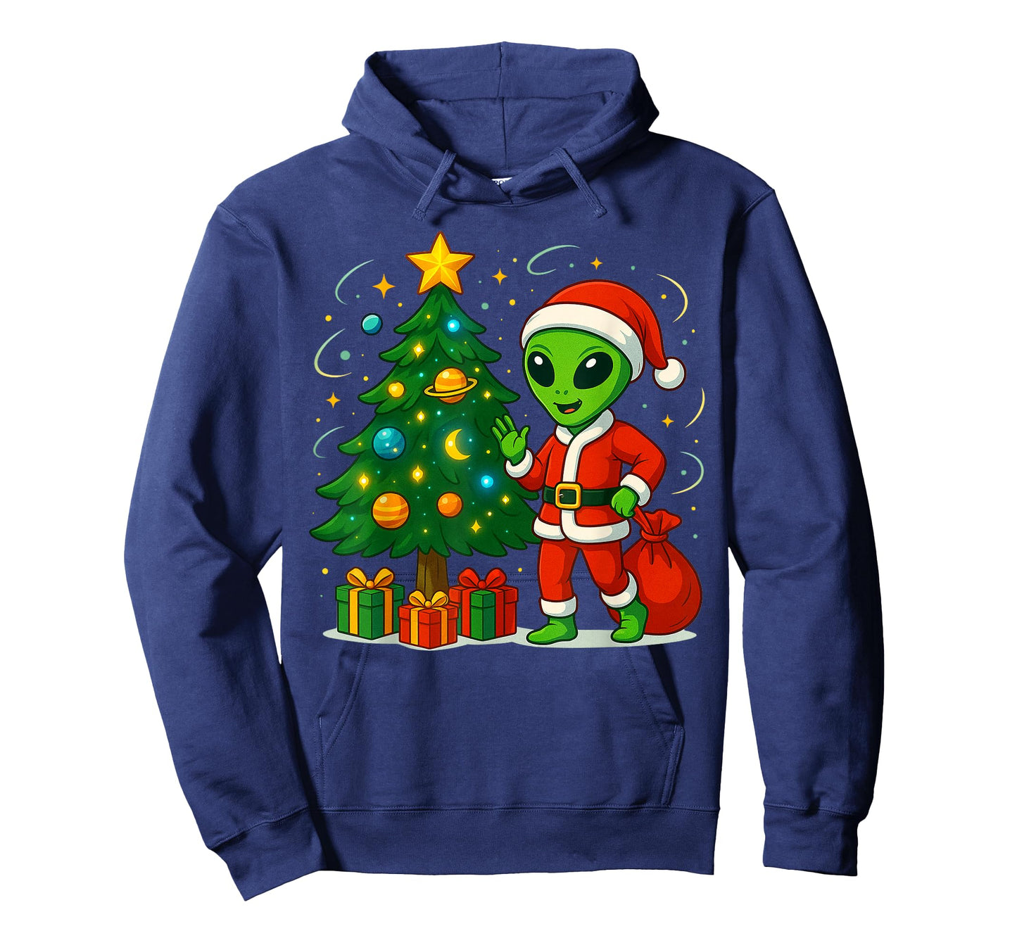 Alien Christmas Tree Xmas Lights Funny Holiday Men Boys T-Shirt