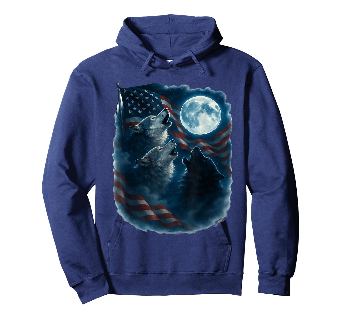 3 Wolf Howling At The Moon US Flag Wildlife Wolves Lovers T-Shirt
