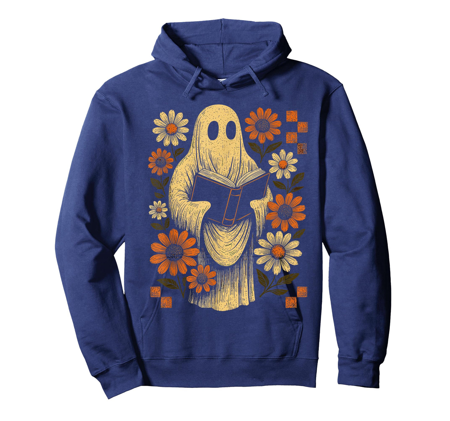 Retro Ghost Reading Book Halloween Floral Library Spooky T-Shirt