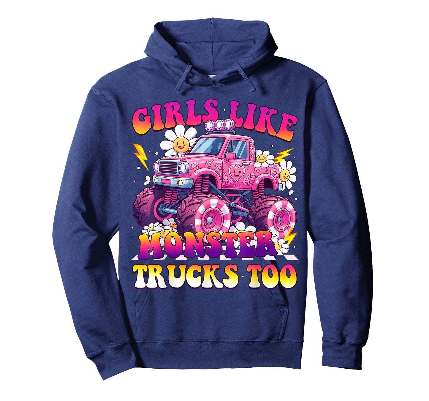 Pink Monster Truck Groovy Girls Like Monster Trucks Too T-Shirt