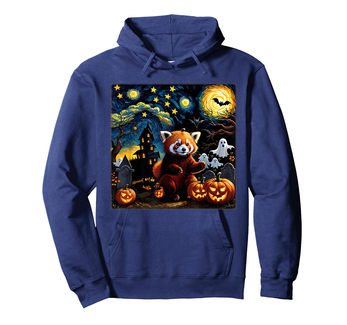 Spooky Halloween Red Panda Starry Night T-Shirt